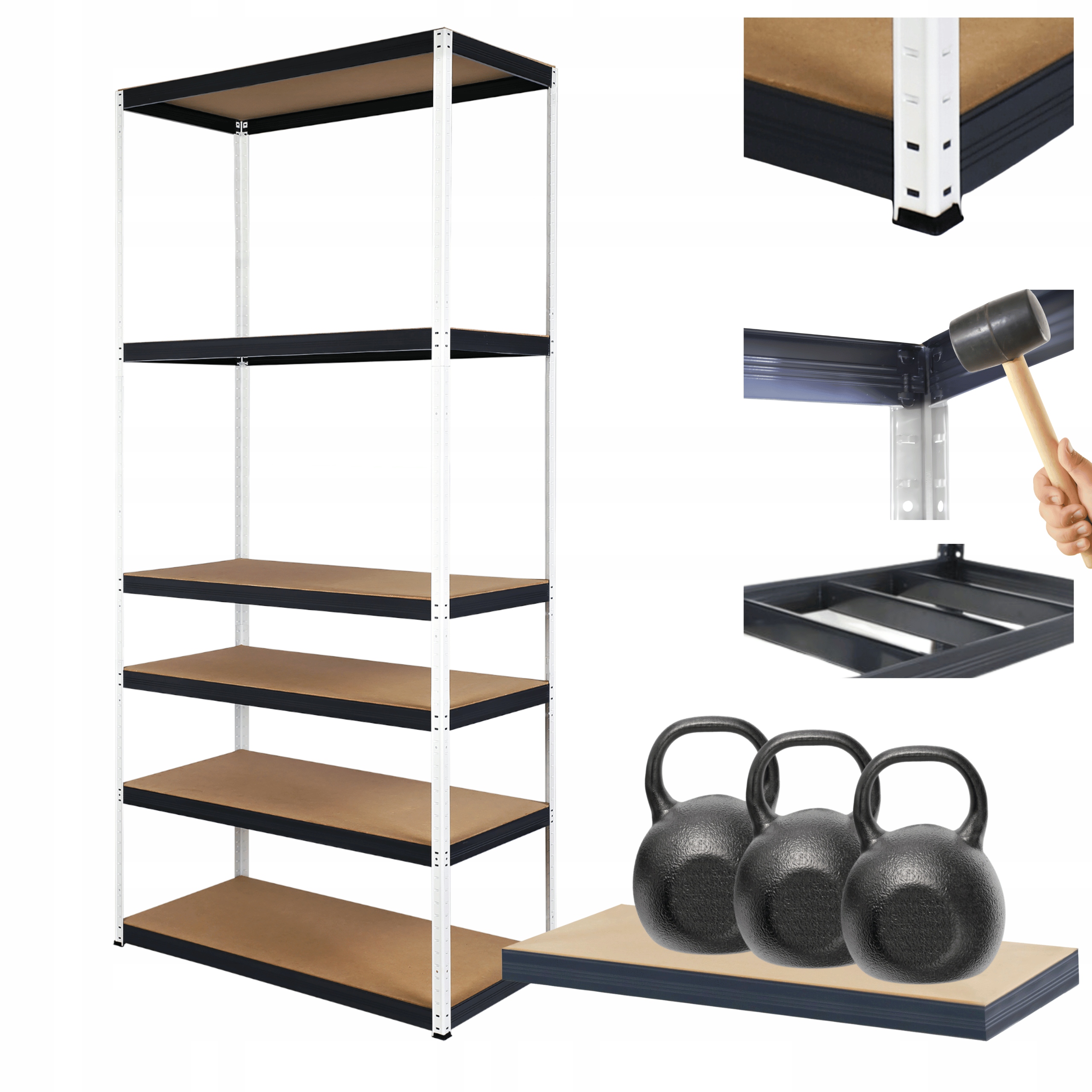 Kovový skladový regál Helios 213x90x60 cm 6Px350 kg Pevný