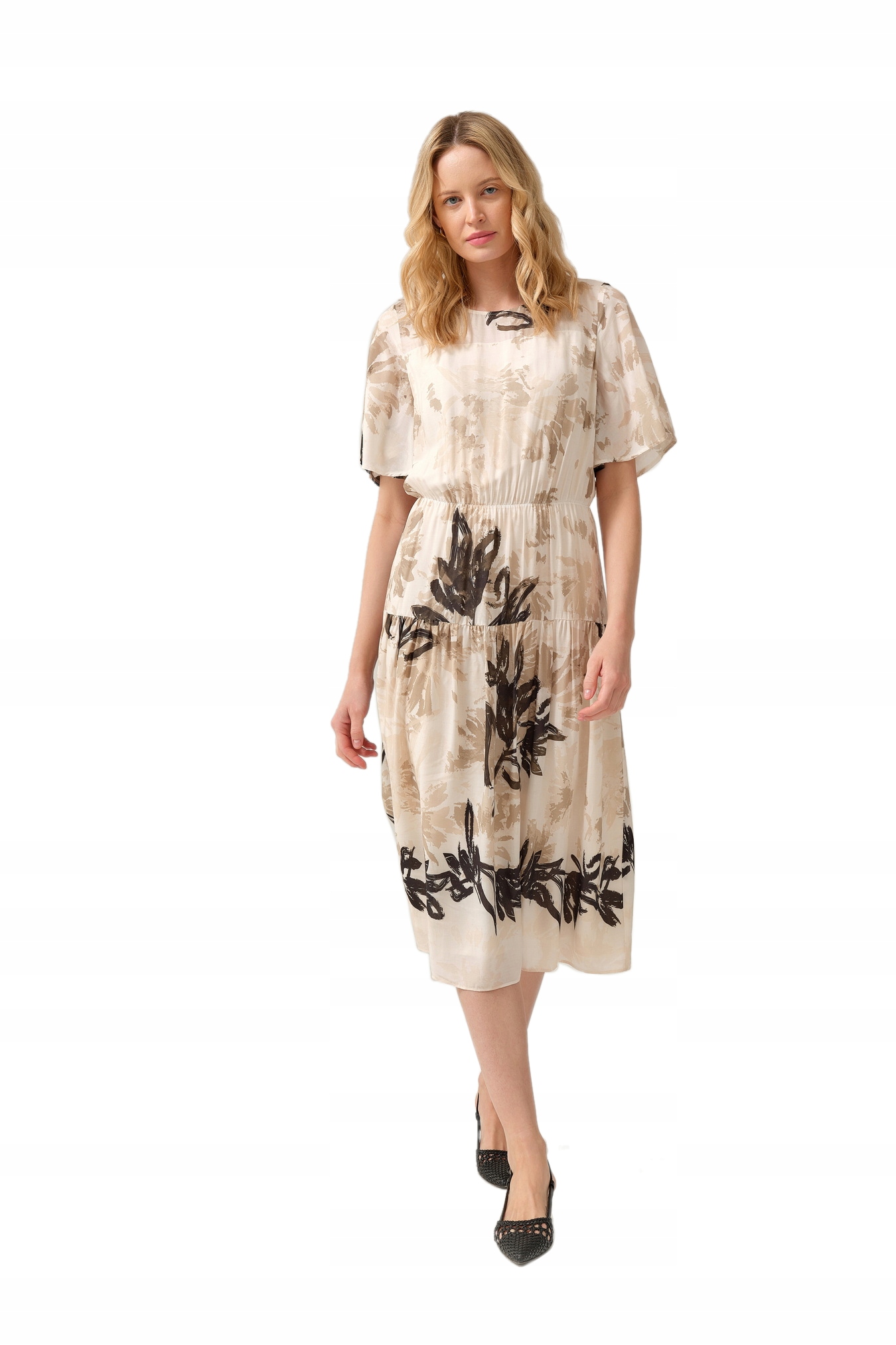 Vzdušná Ženské Šaty S Rozevřeným Vzorem, Stylová Letní Jarní Sukně 40