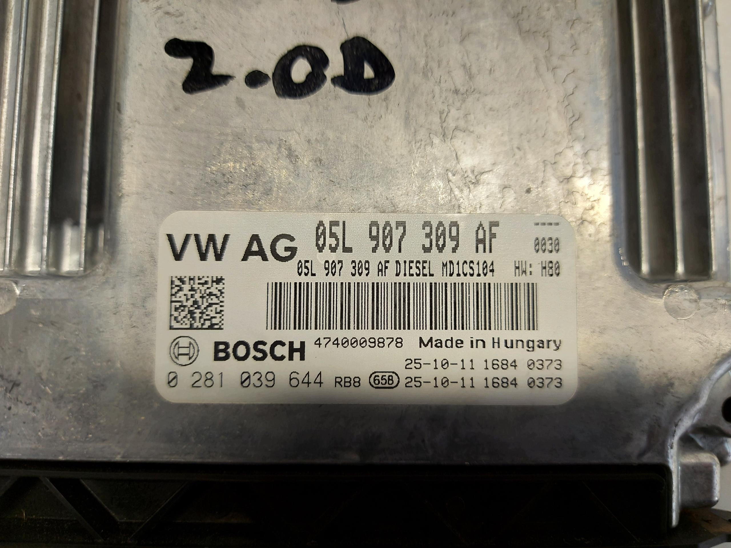 AUDI A5 8B3 B10 AVANT 2.0 TDI computer control unit of the engine 05L907309AF
