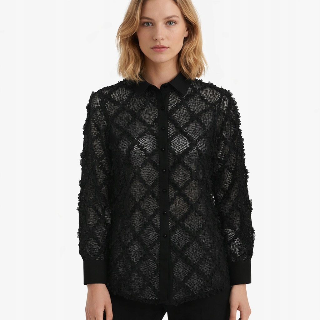 Dámská košile Micha – černá, dlouhý rukáv 44