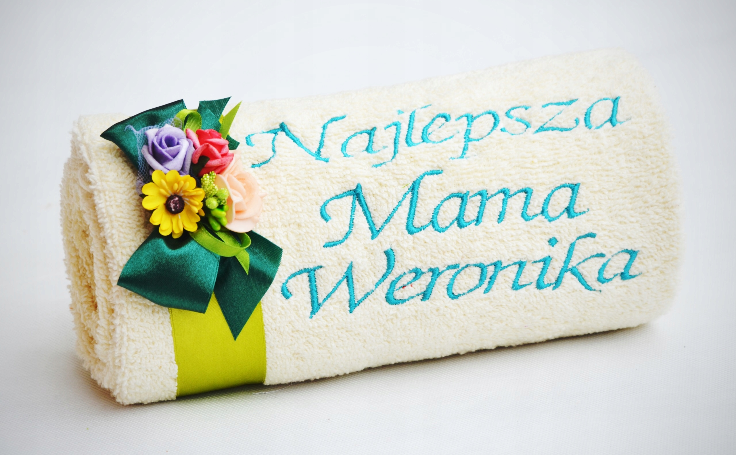 SUPER DUŻY Ręcznik z Haftem PREZENT na Dzień Mamy Z dedykacją Tak