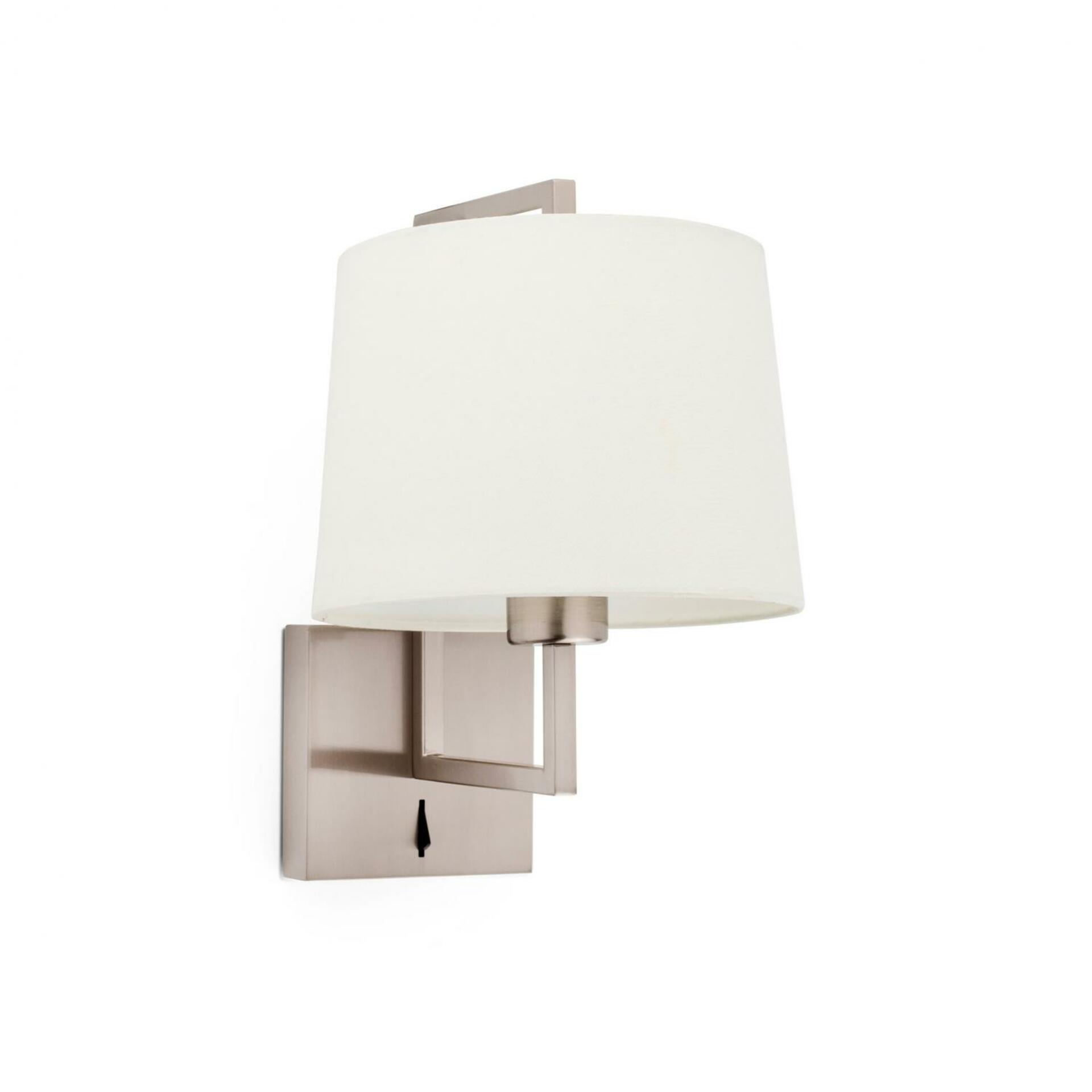 Nástenná lampa Faro Frame, matný nikel a béžové textilné tienidlo