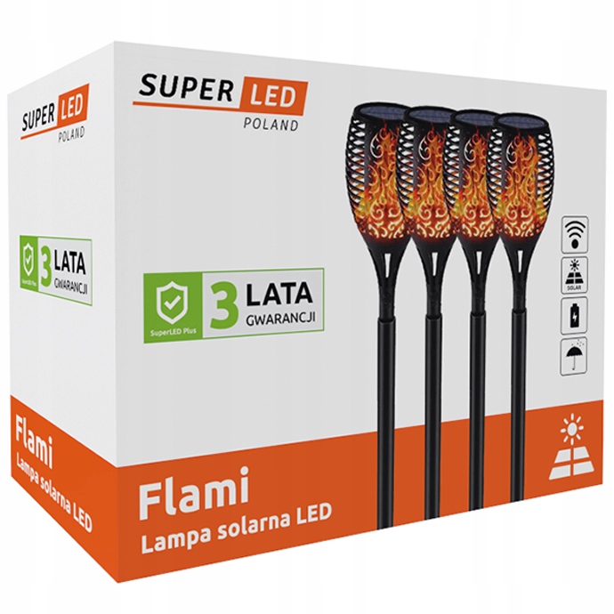 

4x Lampa solarna Led Latarnia Pochodnia Płomień