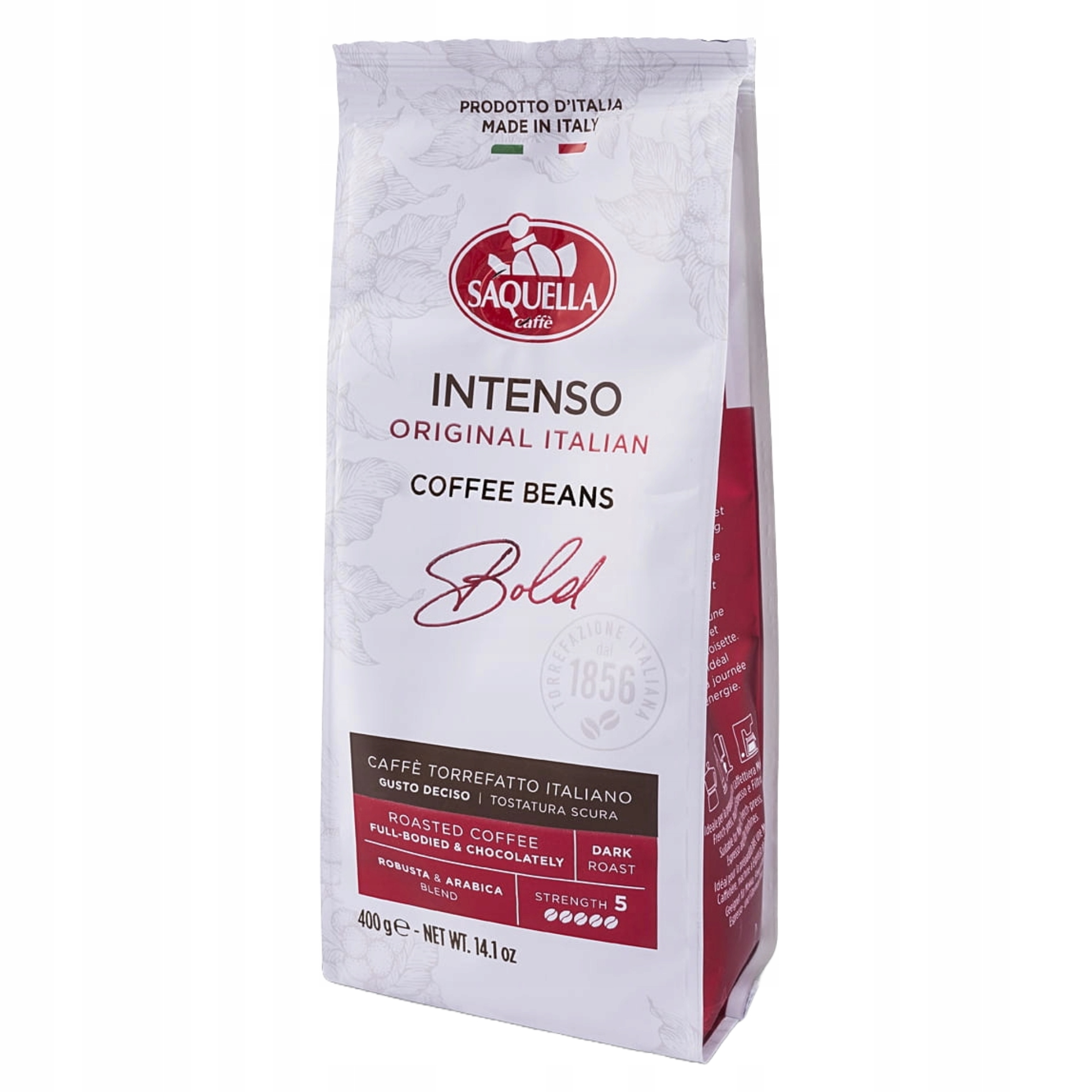 Levně Saquella Káva zrnková směs Intenso Bold 400g Italská