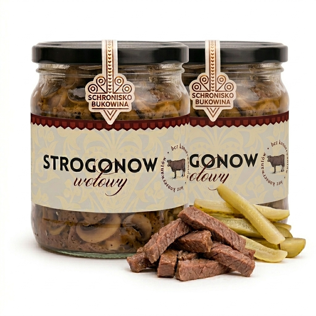 Hovězí strogonov 400 g hotové jídlo ve sklenici čisté měkké hovězí maso bez E