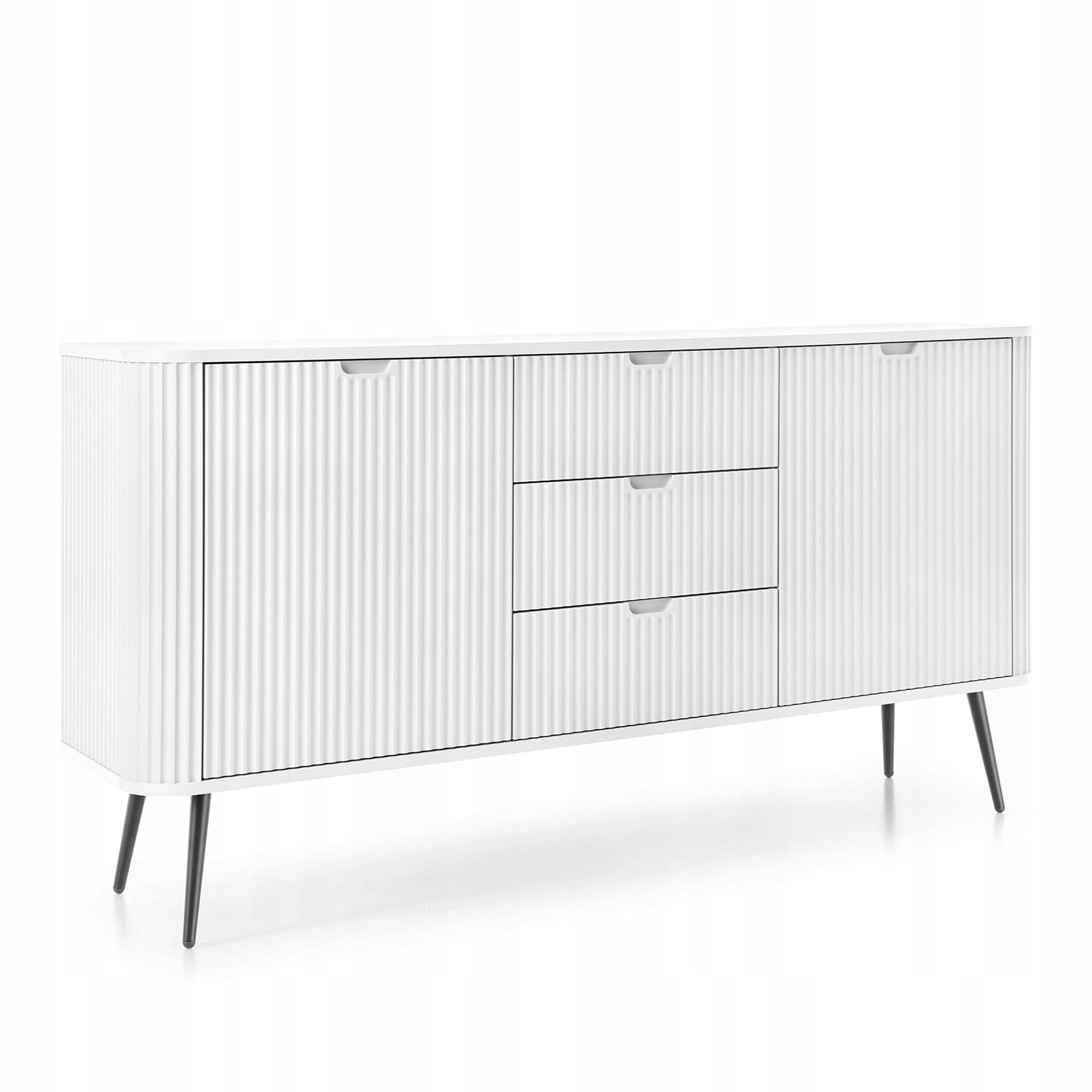 Komoda Zenzero 168 cm do obývacího pokoje Ložnice 3 zásuvky 2 Dvířka Bílá