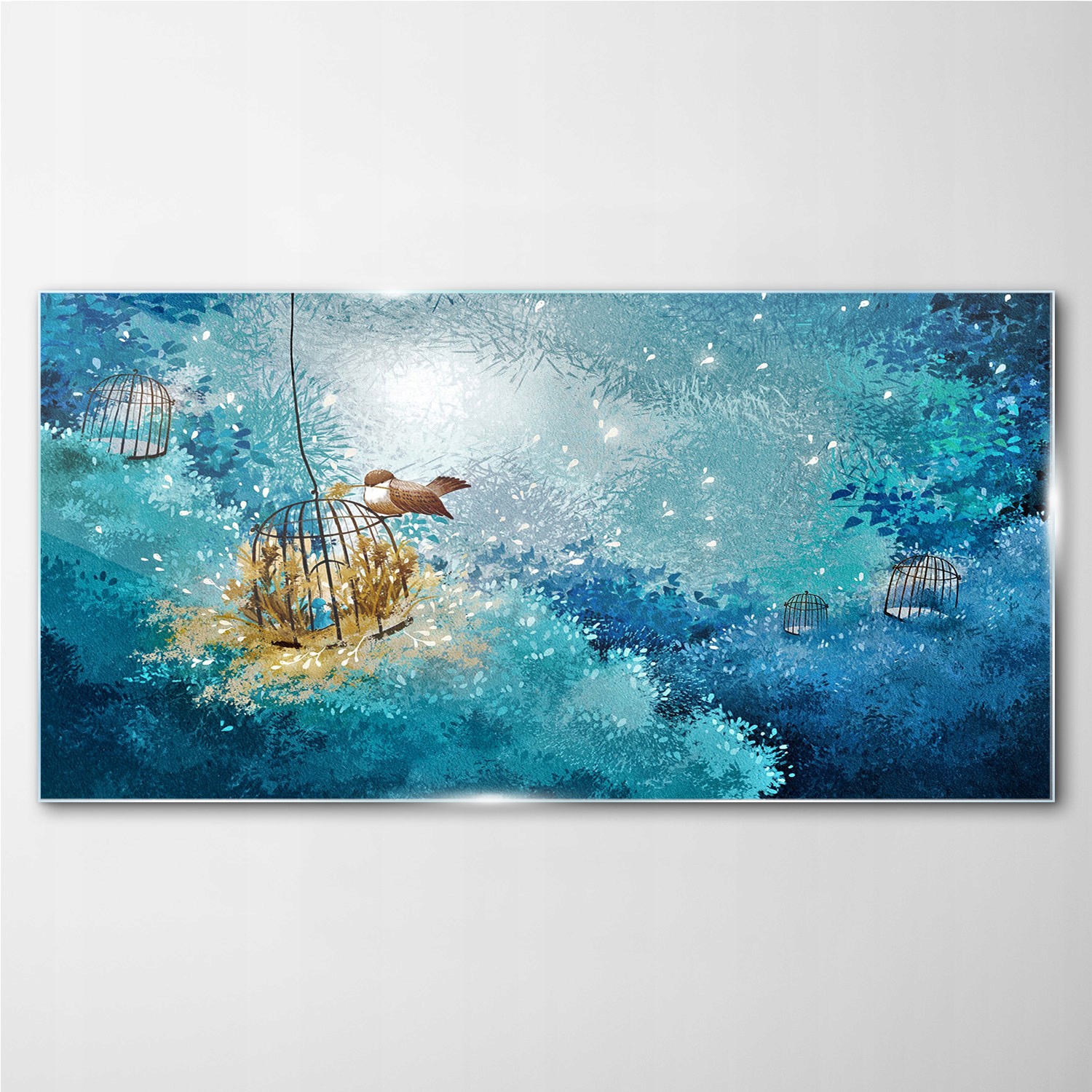 

Obraz szklany Zwierzęta ptaki klatki krzewy 140x70