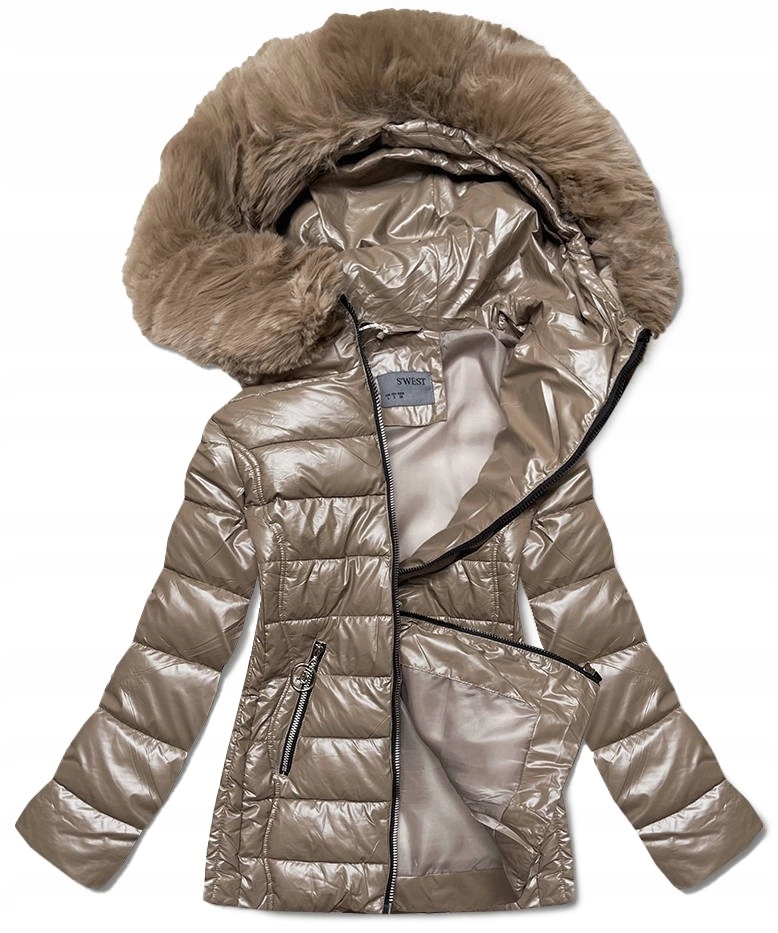 Krátká Zimní Bunda B8057 Béžová S (36)