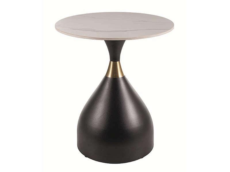 Konferenční stolek Virgo bílý/černý+zlatý fi 50 cm Sig