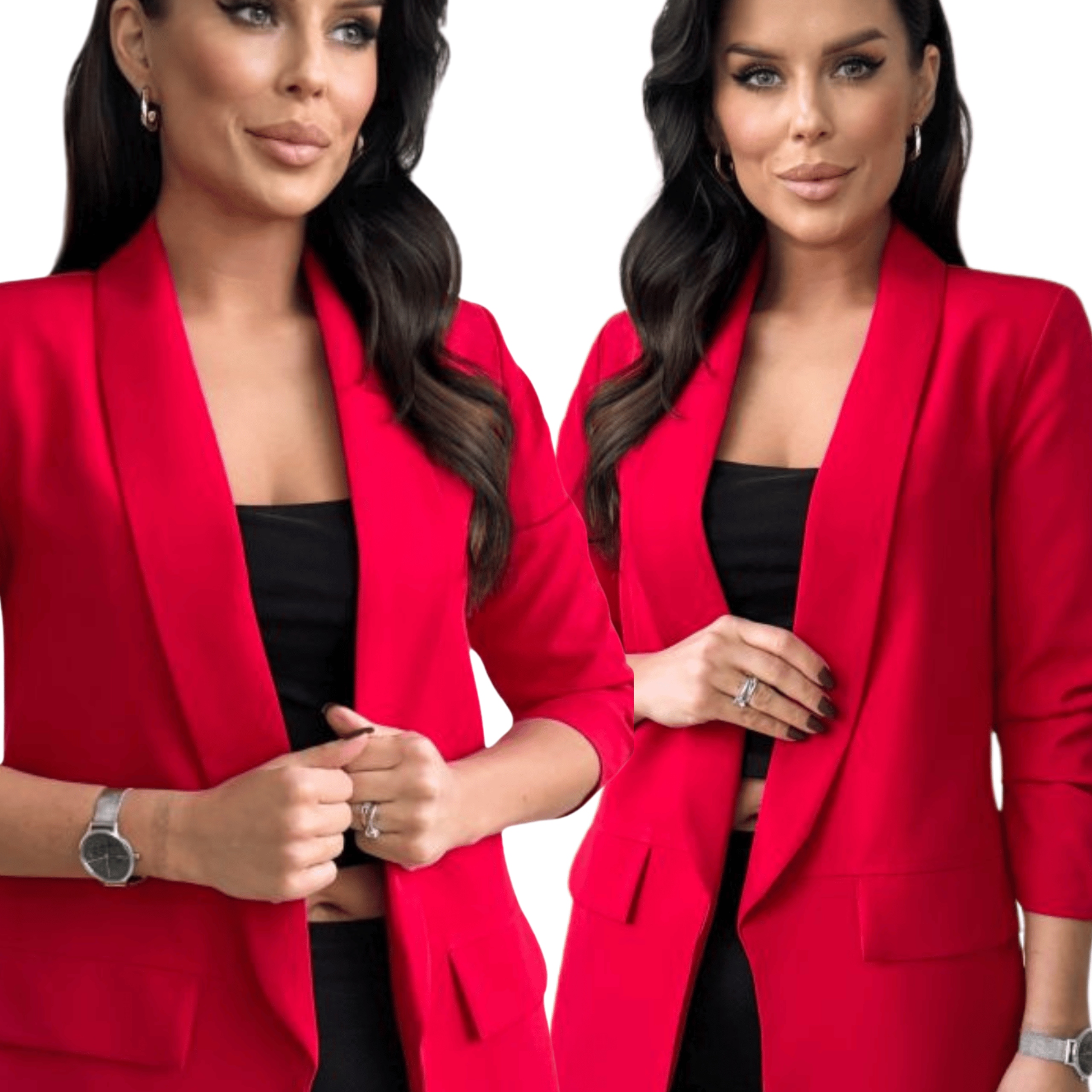 Żakiet Damski Kobiecy Narzutka Marynar Klasyk Luźny 42/44 XL/2XL Czer 2593