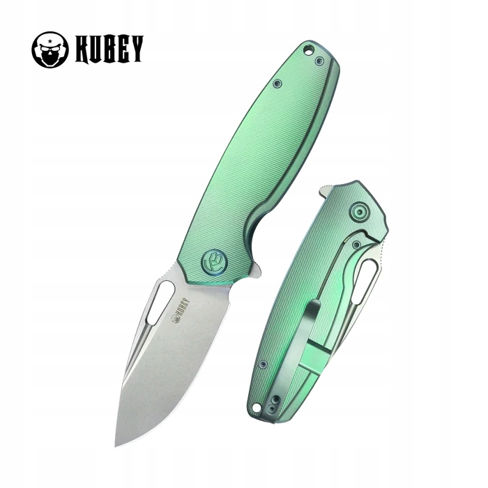 Nůž Edc Flipper Kubey Tityus Green Titanium, Bead Blasted 14C28N
