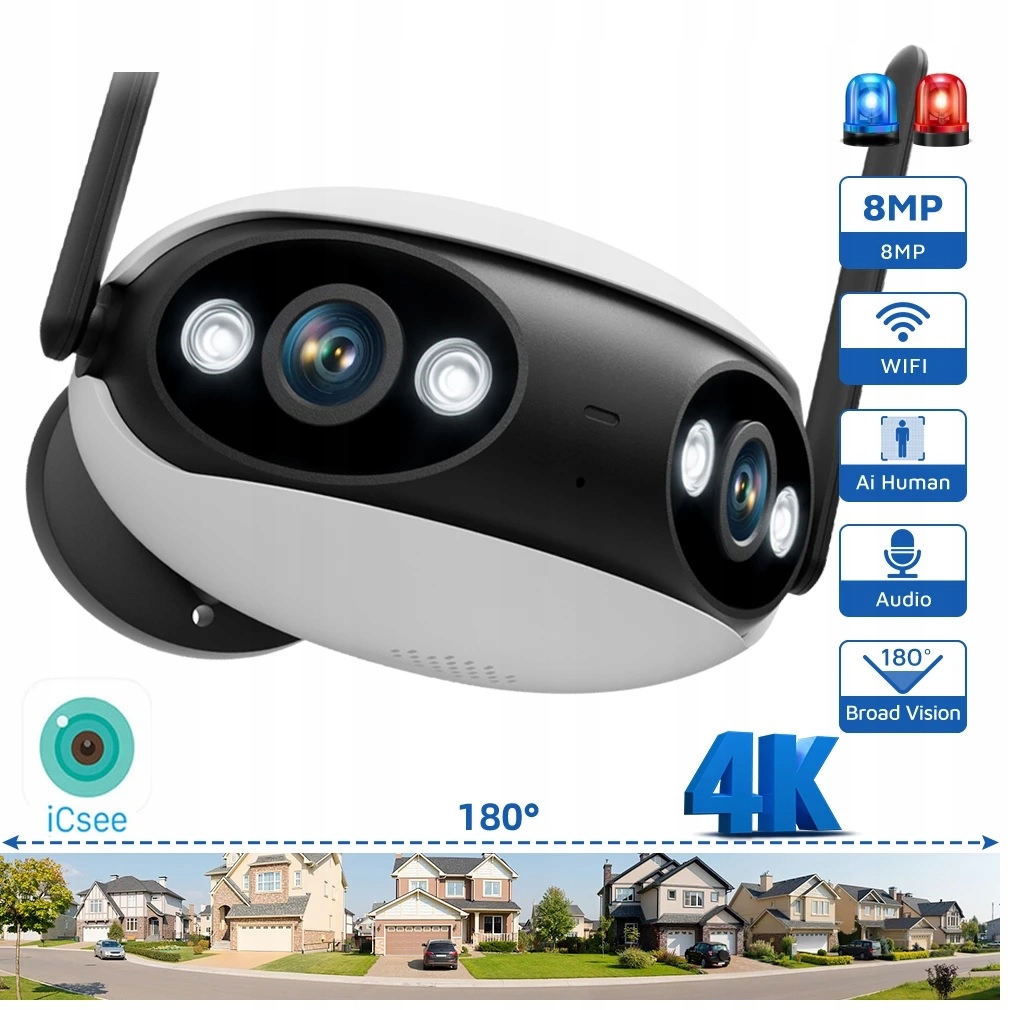 Kamera Wifi 4K 8MP s panoramatickým uhlom pohľadu 180°