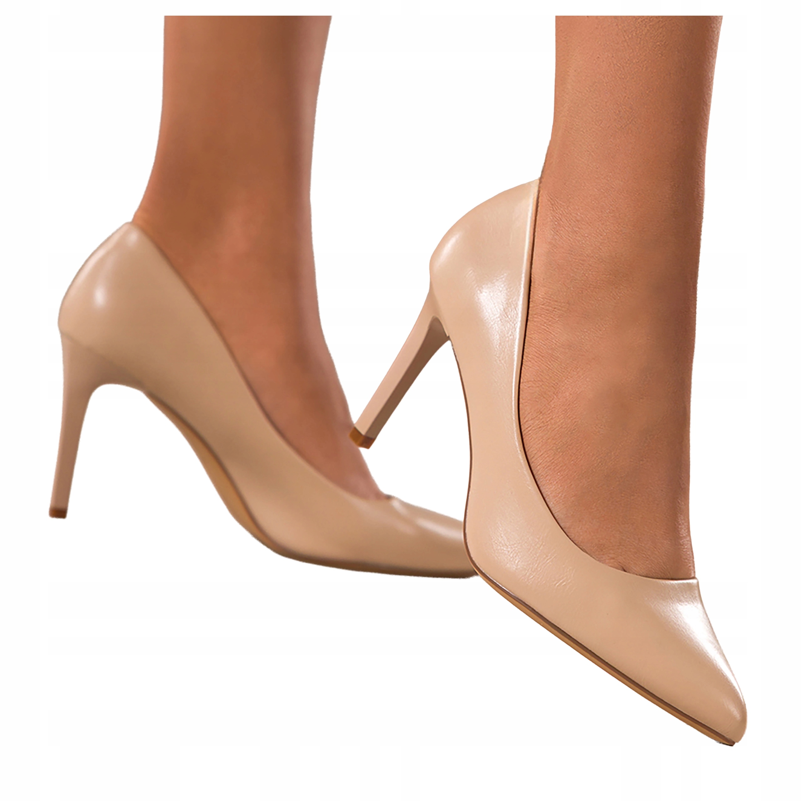 Beżowe Szpilki Damskie Skórzana Wkładka Klasyczne r 36