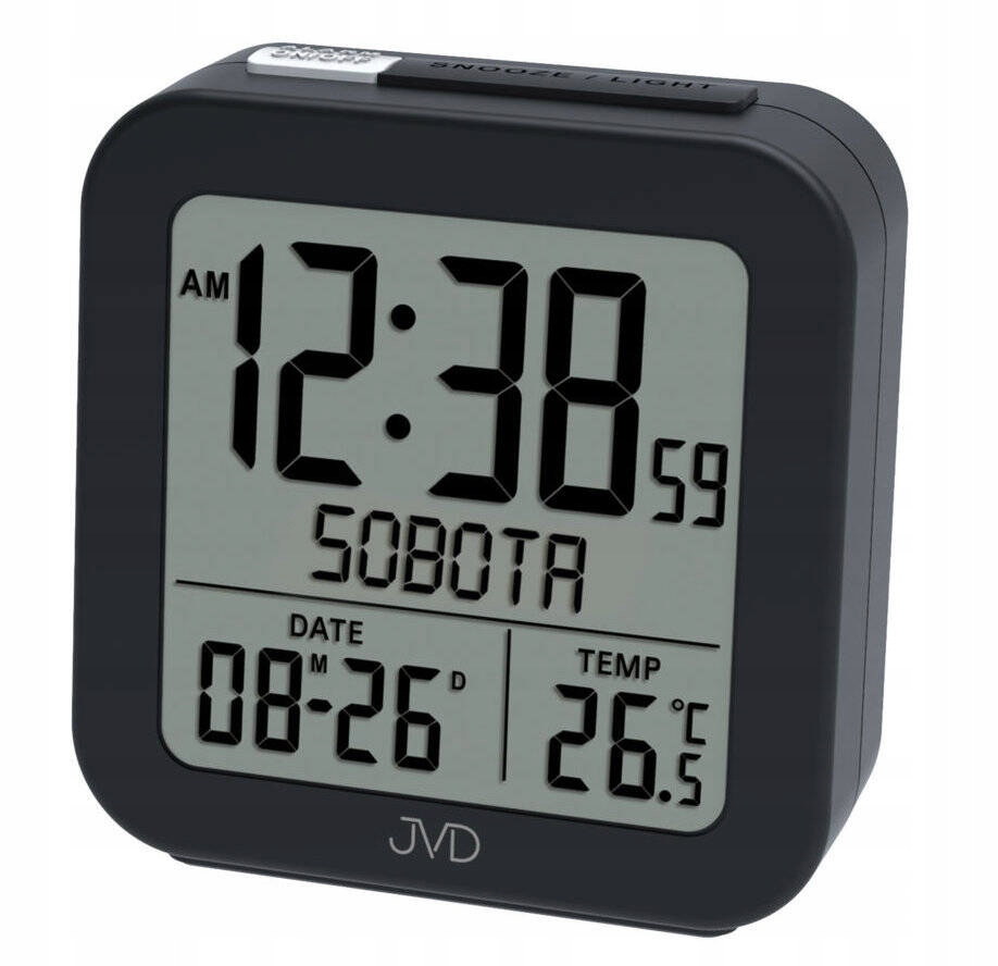 Černý Budík S Teploměrem Jvd RB9370.2.DNI Týdne V Polštině Alarm