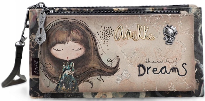 A282 Damski portfel Etui kosmetyczka z dziewczynką Anekke Real Mademoiselle