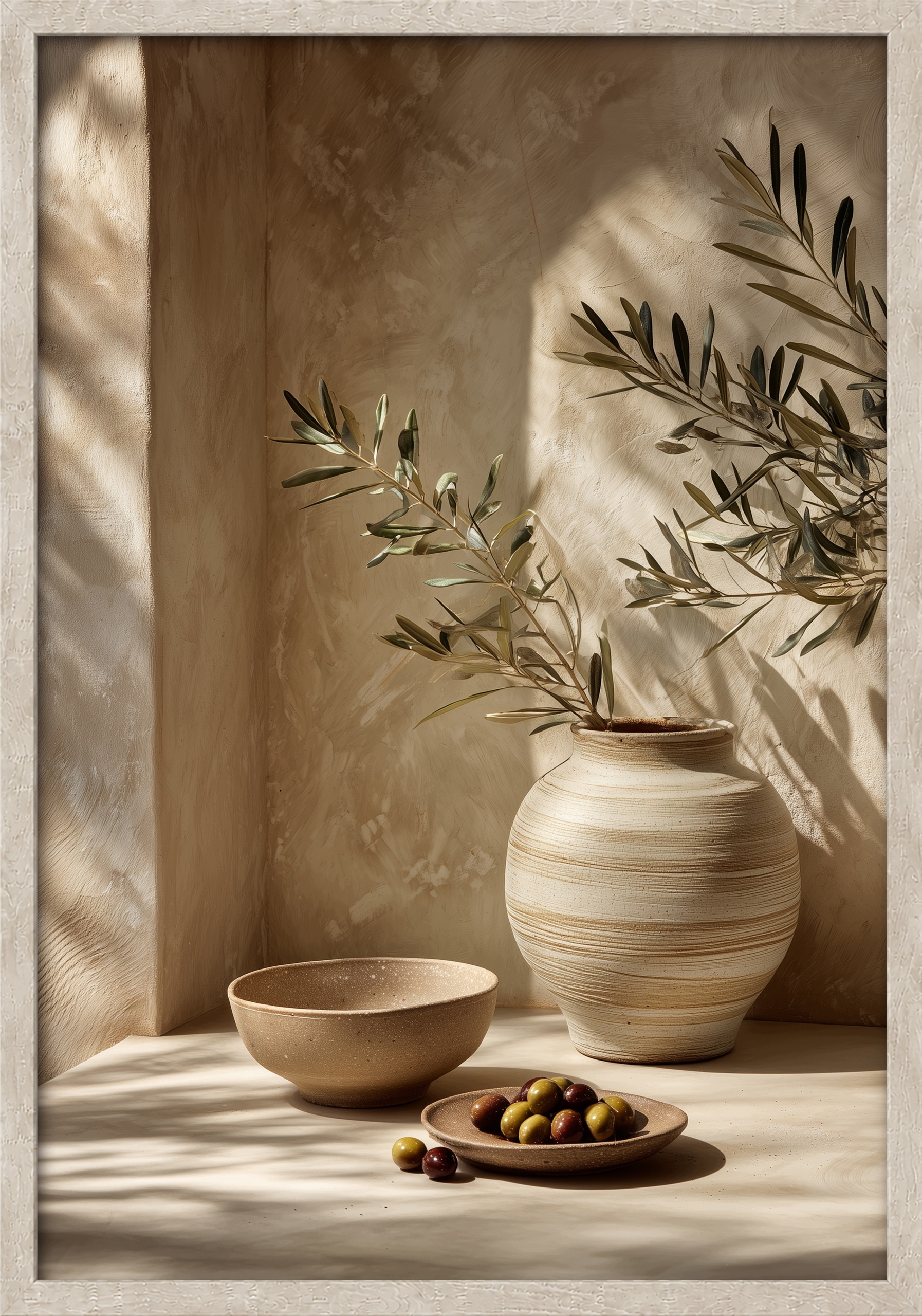 Obraz Olive Serenity 50x70 cm oliwki beżowy do kuchni jadalni i salonu