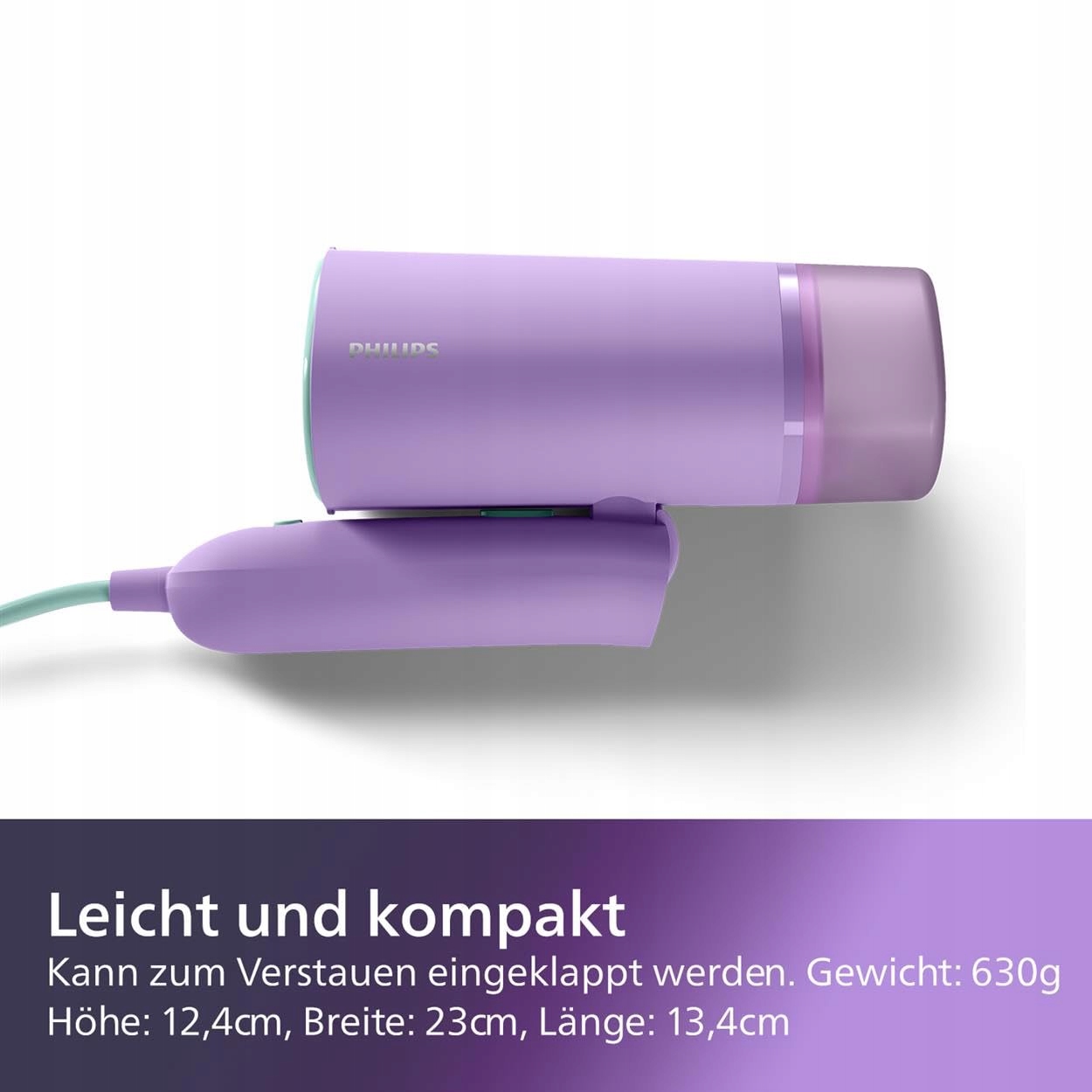 Versuni Przenośny Steamer 1000W 20g/min 100ml Fioletowy — miniatura 5