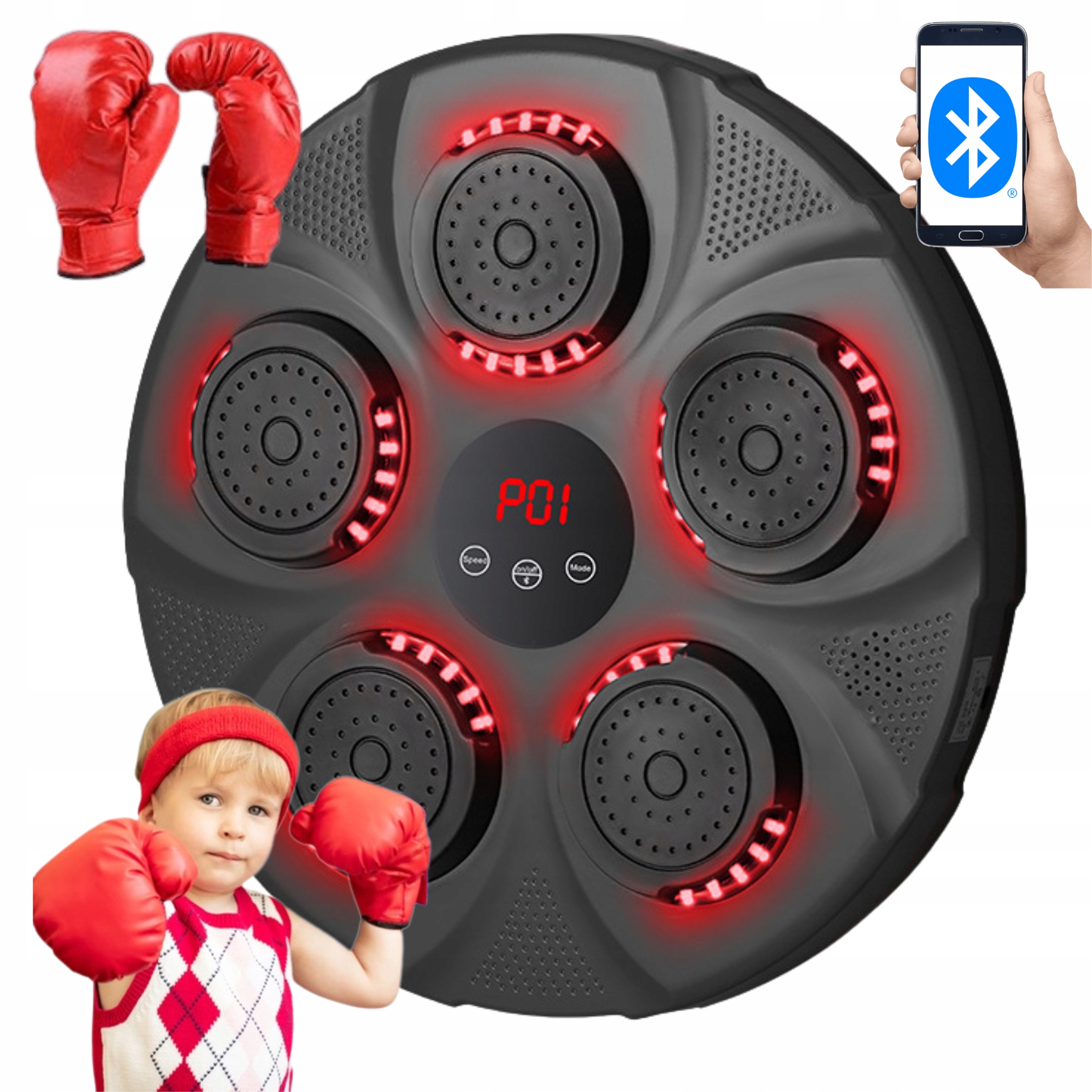 Trenér Boxu Pro Děti Tréninkový Kotouč Bluetooth 9 Režimů S Rukavicemi