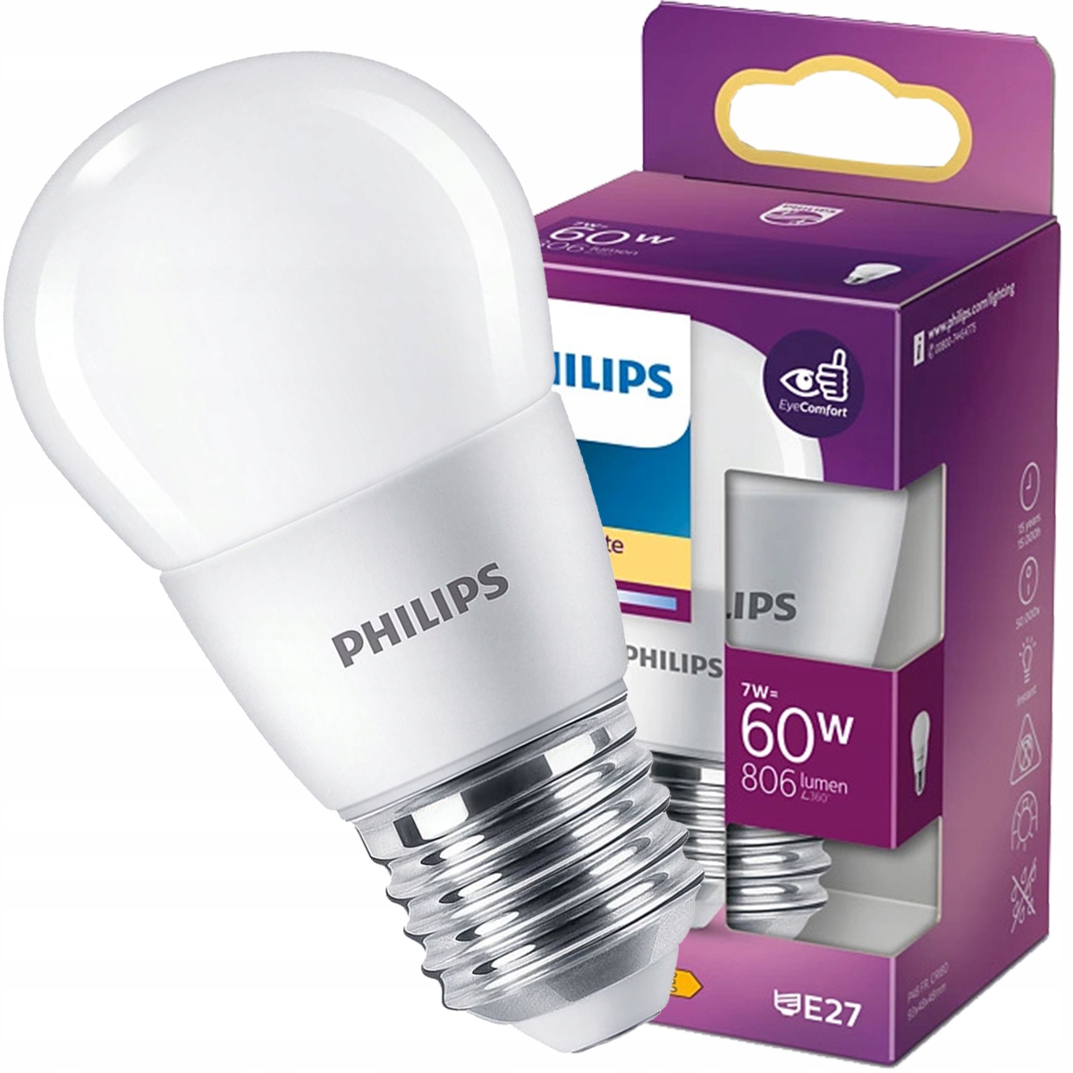 

Żarówka Led Kulka E27 7W 60W 2700K Ciepła Philips