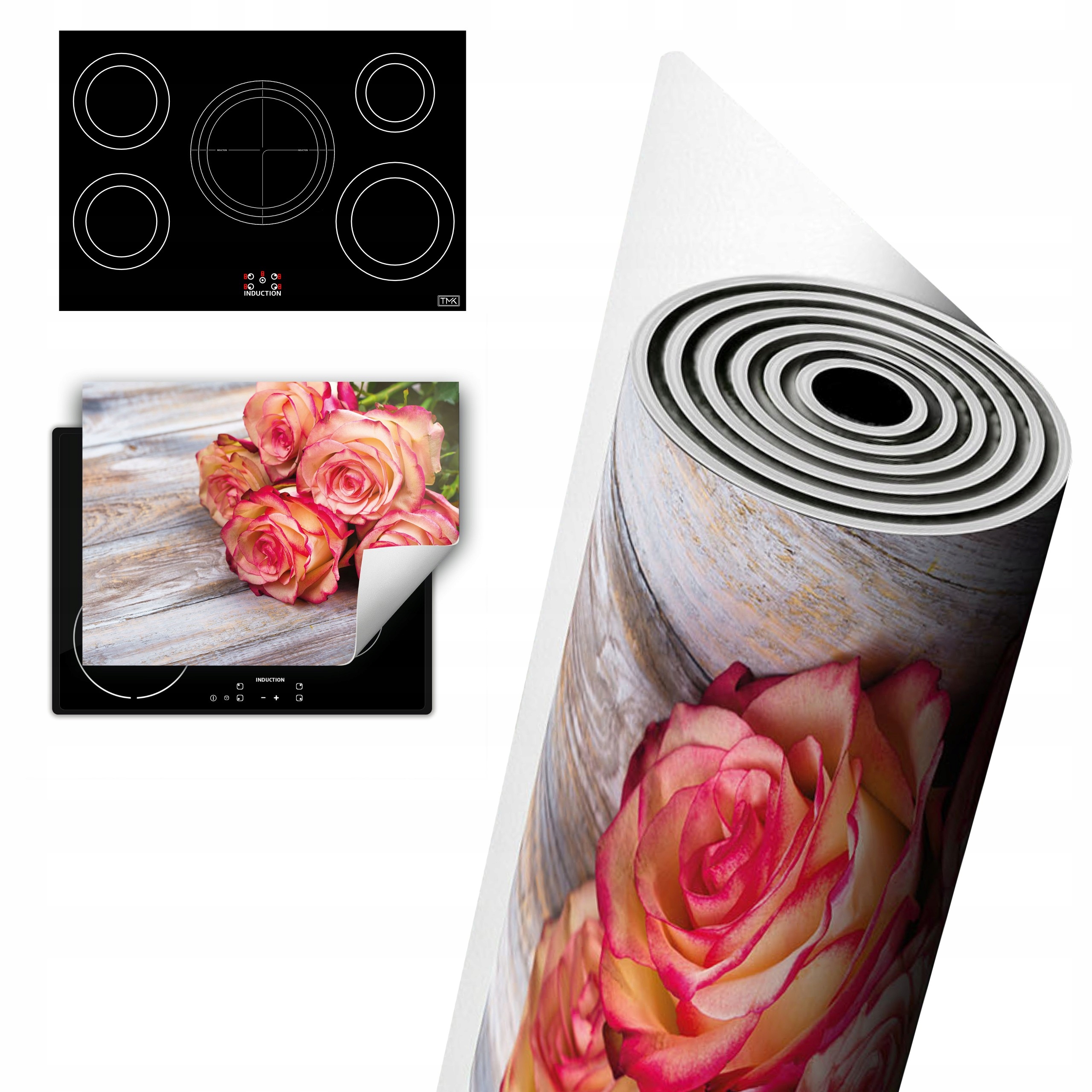 Vinylová Ochrana Na Indukci Pracovní Deska 80x52 růže dřevo