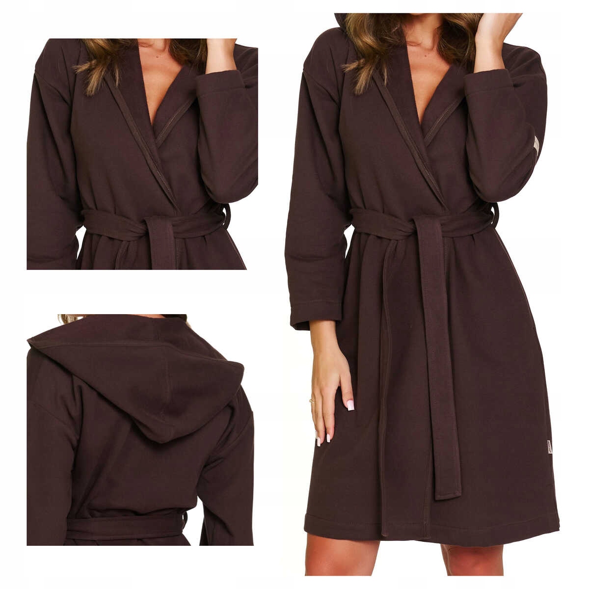 Doctornap Dámský bavlněný župan s kapucí Sww 7331 brownie M