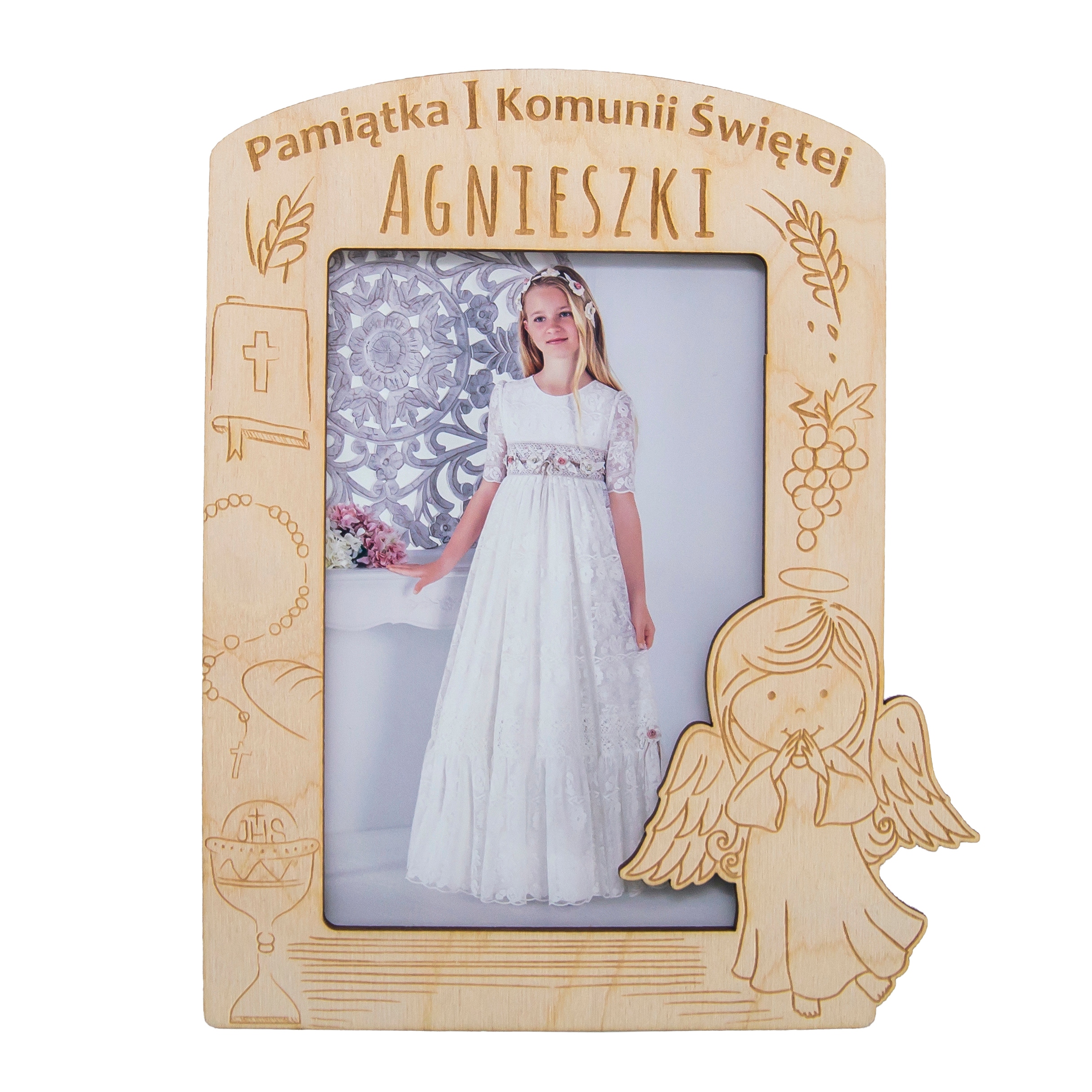 

Drewniana Ramka Na Zdjęcie Prezent Na Komunię RKM2