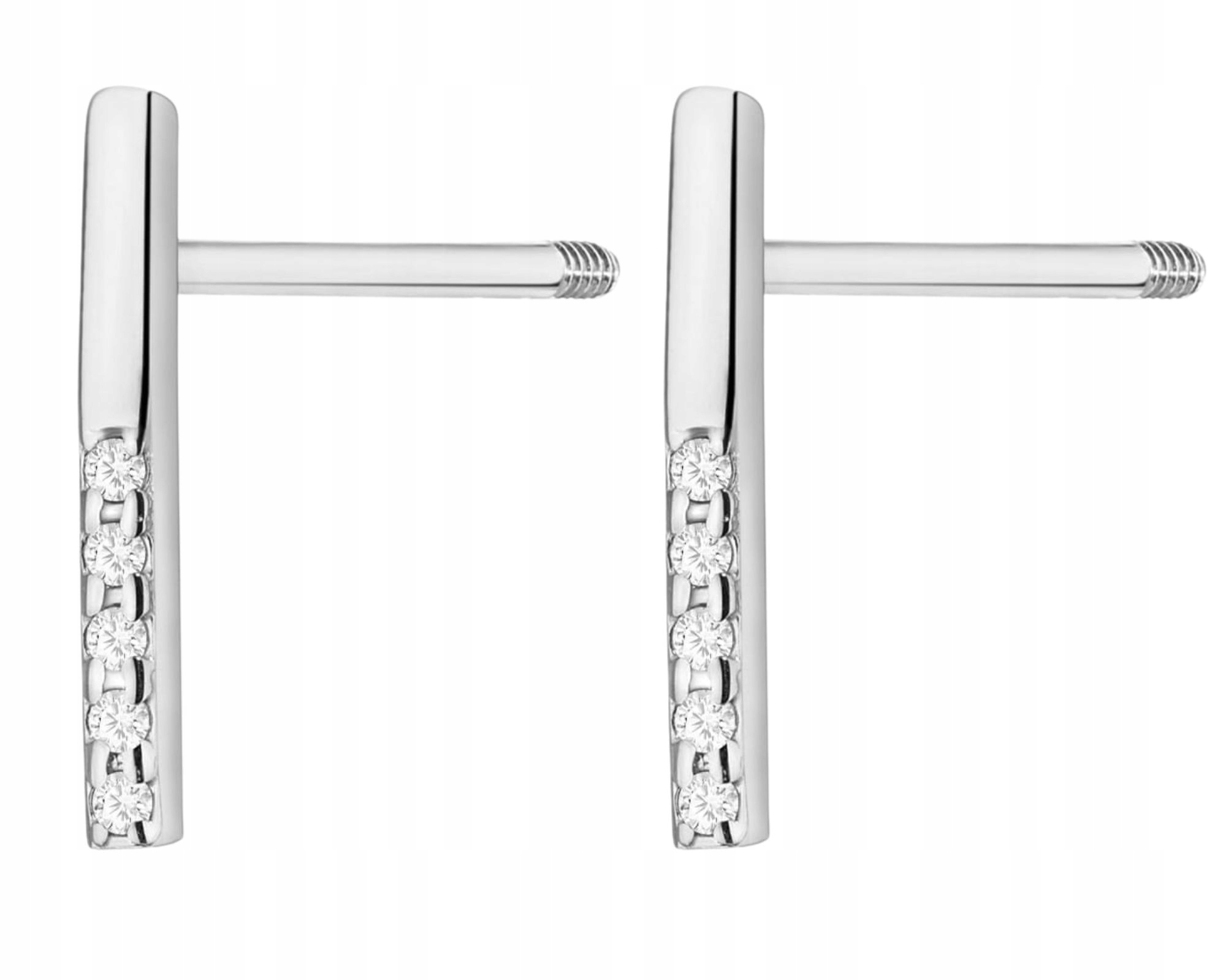 Bílé Zlato Náušnice S Briliantem A Tyčinkou, Šroubovací Tyčinka Jako Dárek