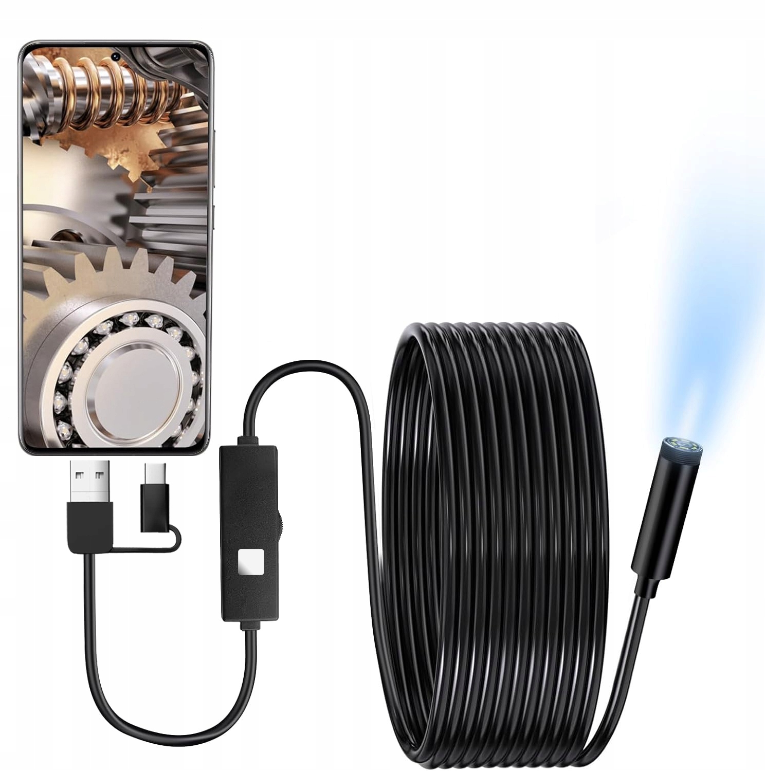 KAMERA INSPEKCYJNA ENDOSKOP LED USB DO TELEFONU PC FULL HD 1080P IP68 Marka Lamex