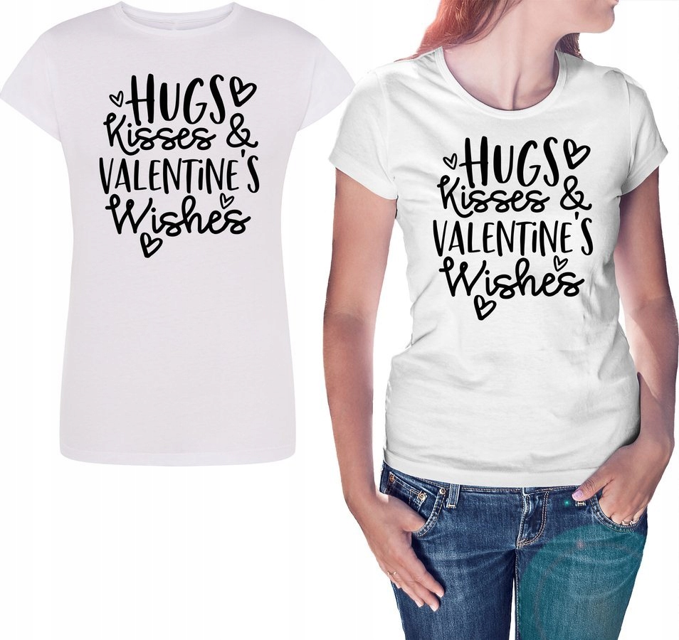 

Koszulka damska na Walentynki Hugs Kisses, 2XL