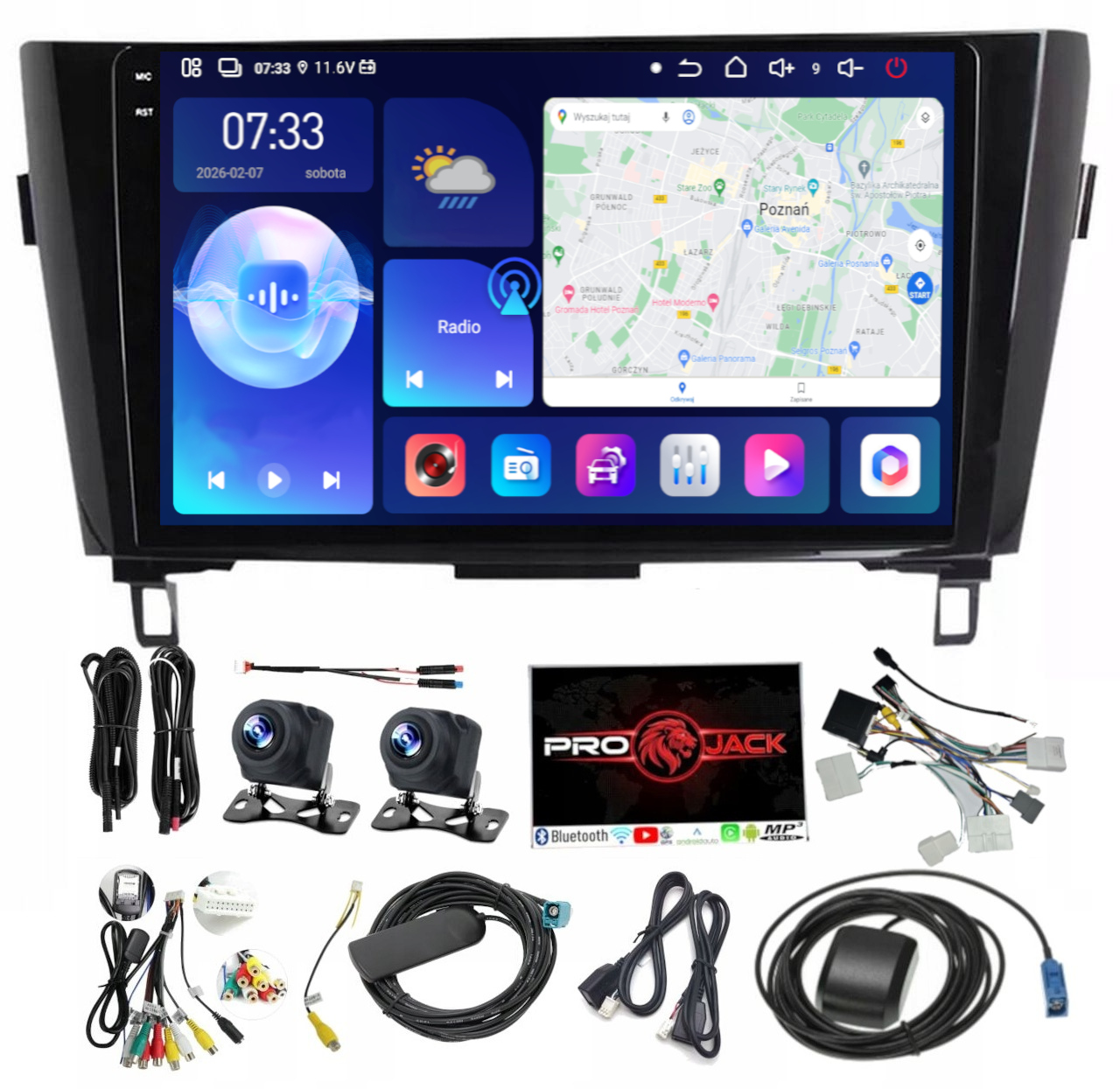 Autorádio S Navigací Carplay Gps Android Nissan Qashqai J11 13-21 6GB Ram 128GB Paměť Sim