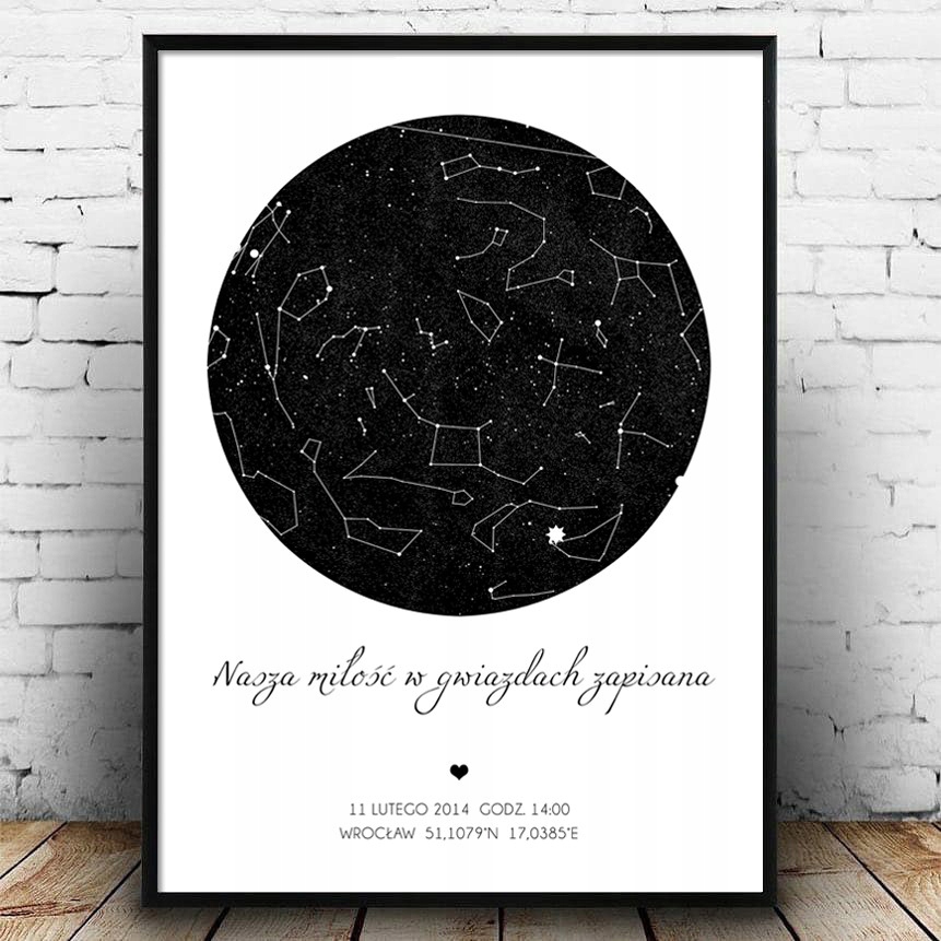 Mapa Nieba Gwiazdy - Plakat spersonalizowany 50x70 Rodzaj bez ramy