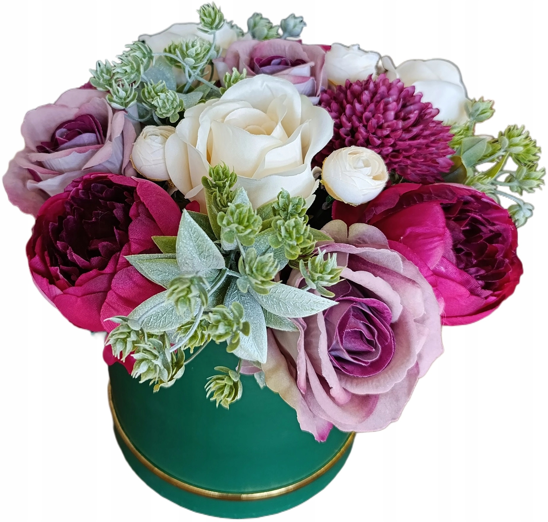 Flower Box Zelený- Velký Kytice Umělé Květiny Růže Jako Dárek Věnování