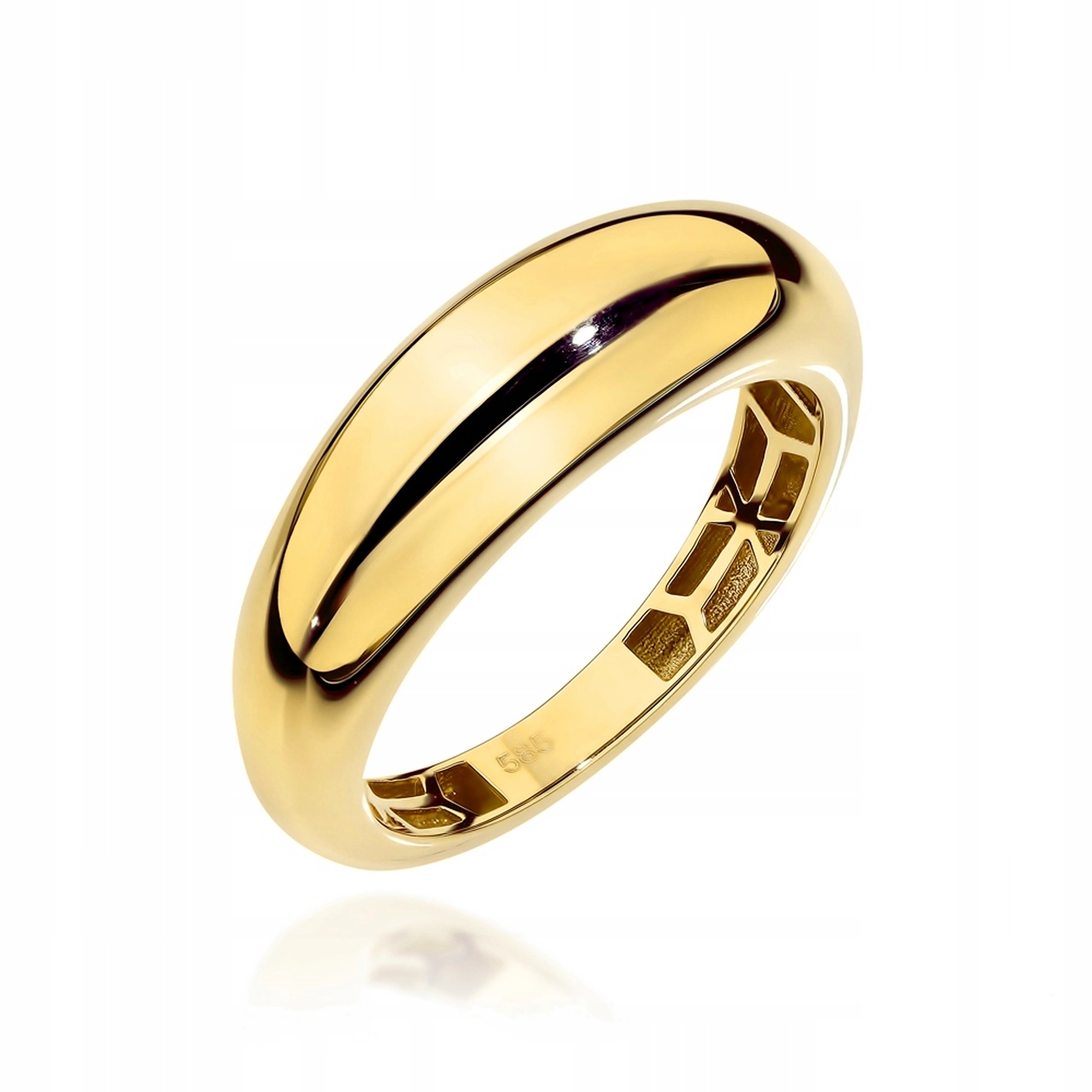 Módní prstýnek ze Zlata 585 bez zirkonu 19r, moderní 2.35g