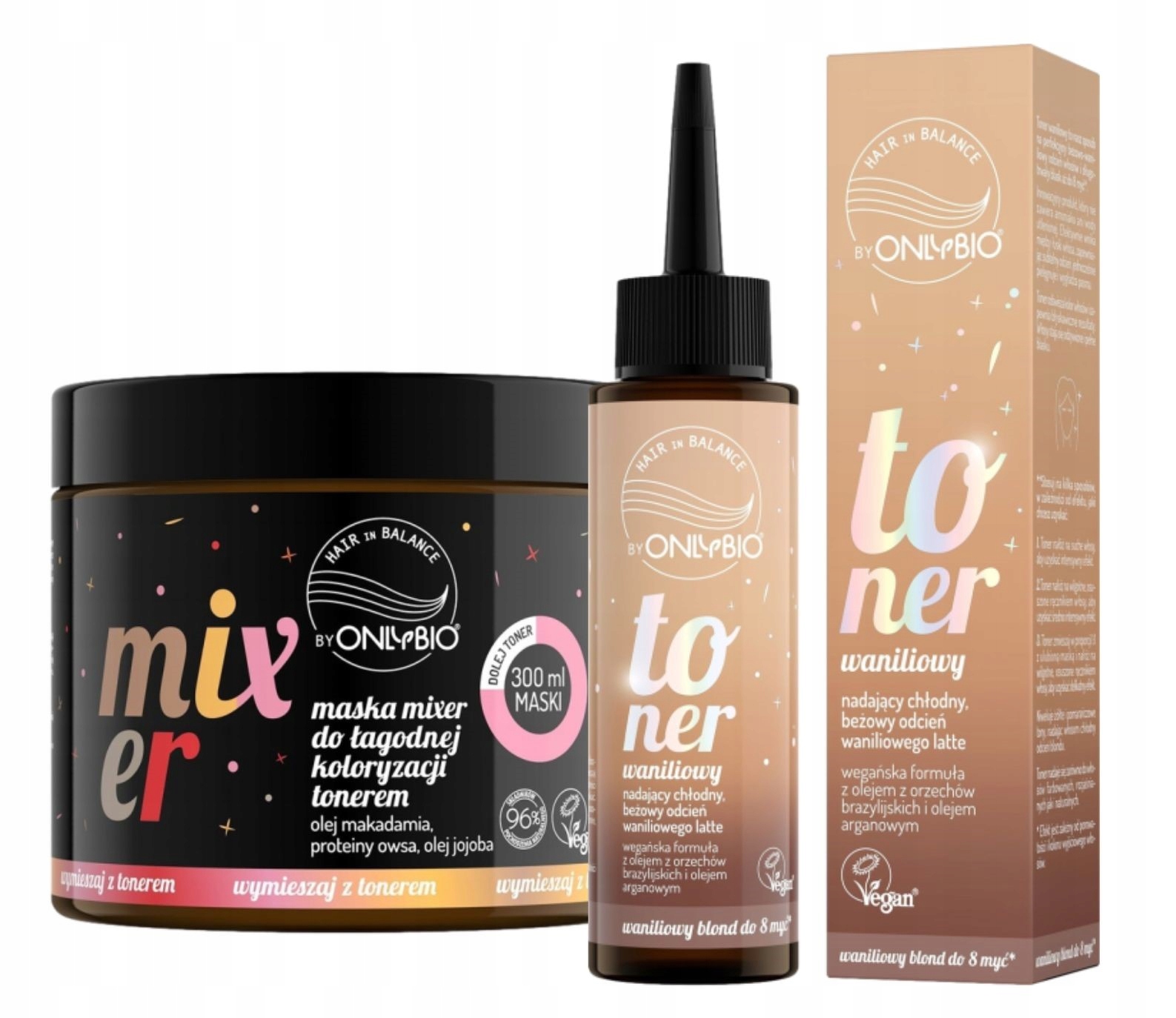 Onlybio Toner na vlasy Vanilková barva Maska Mixer Set