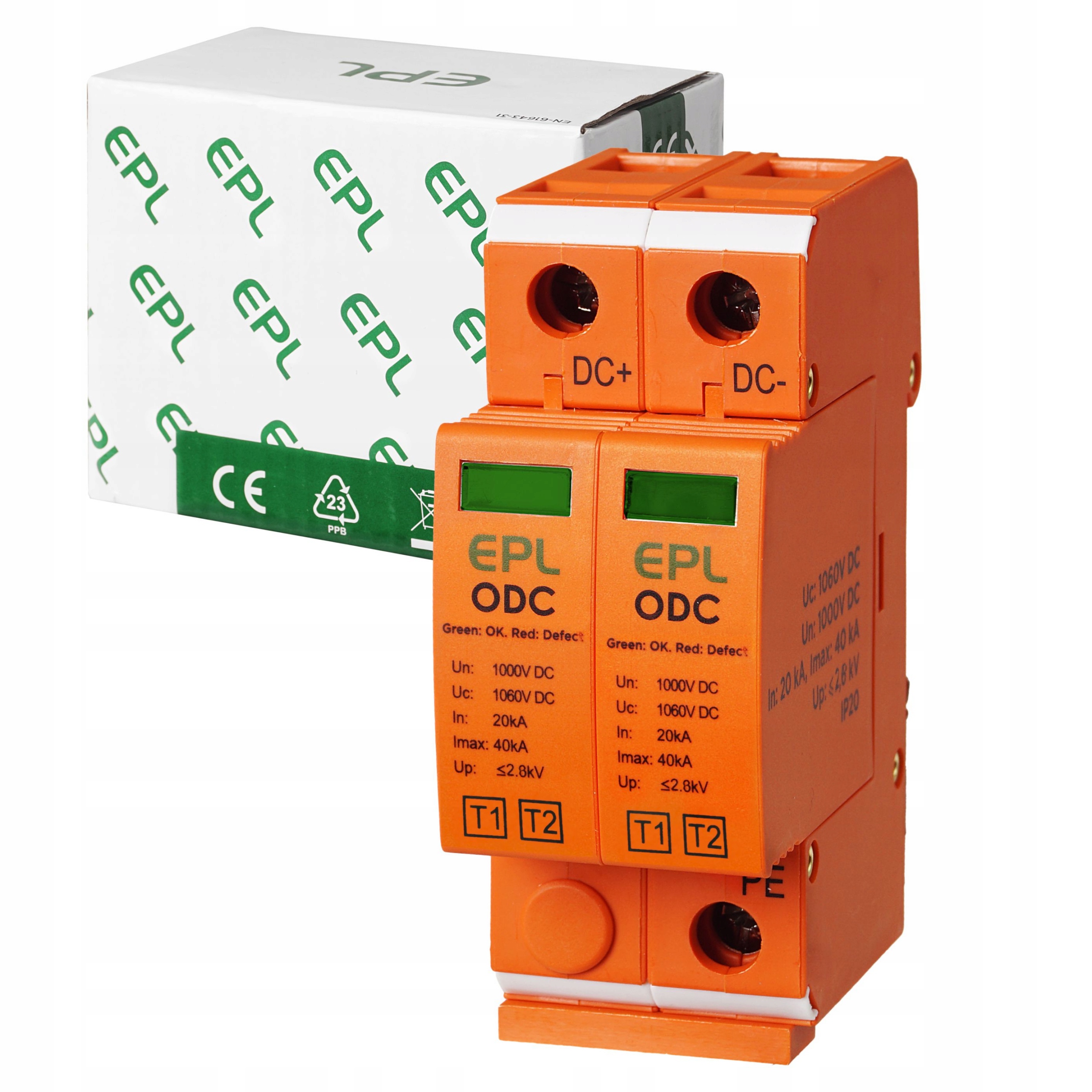 Ogranicznik Ochronnik Przepięć Przepięciowy Fotowoltaika 1000V DC 2P B+c