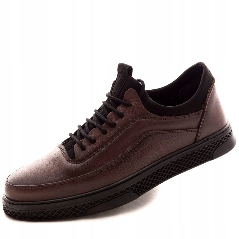 Polobotky pánské kožené tenisky Hnědé Nandoo 2003