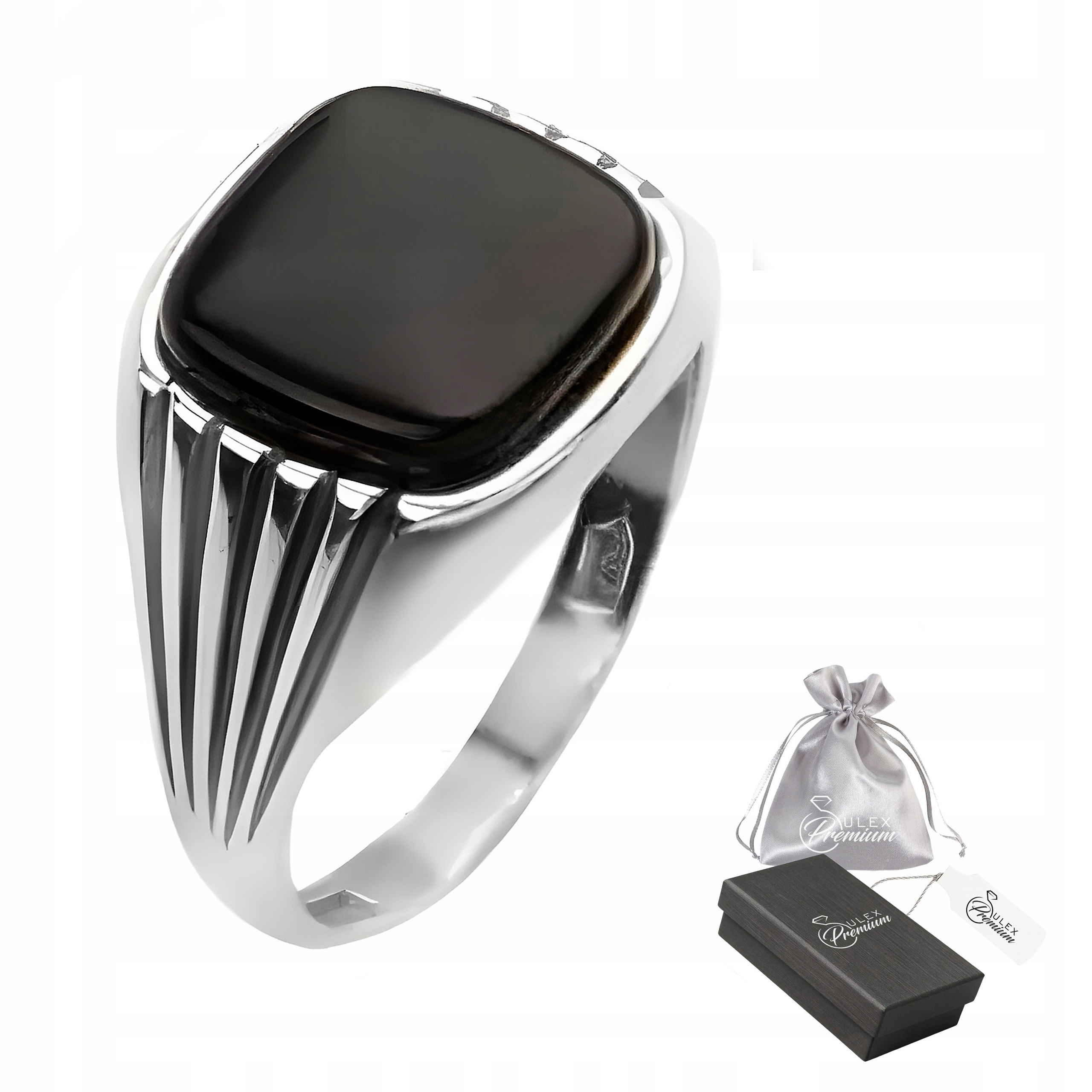 Sygnet stříbro ryzost 925 Elegantní stylový prsten s černým onyxem vel.