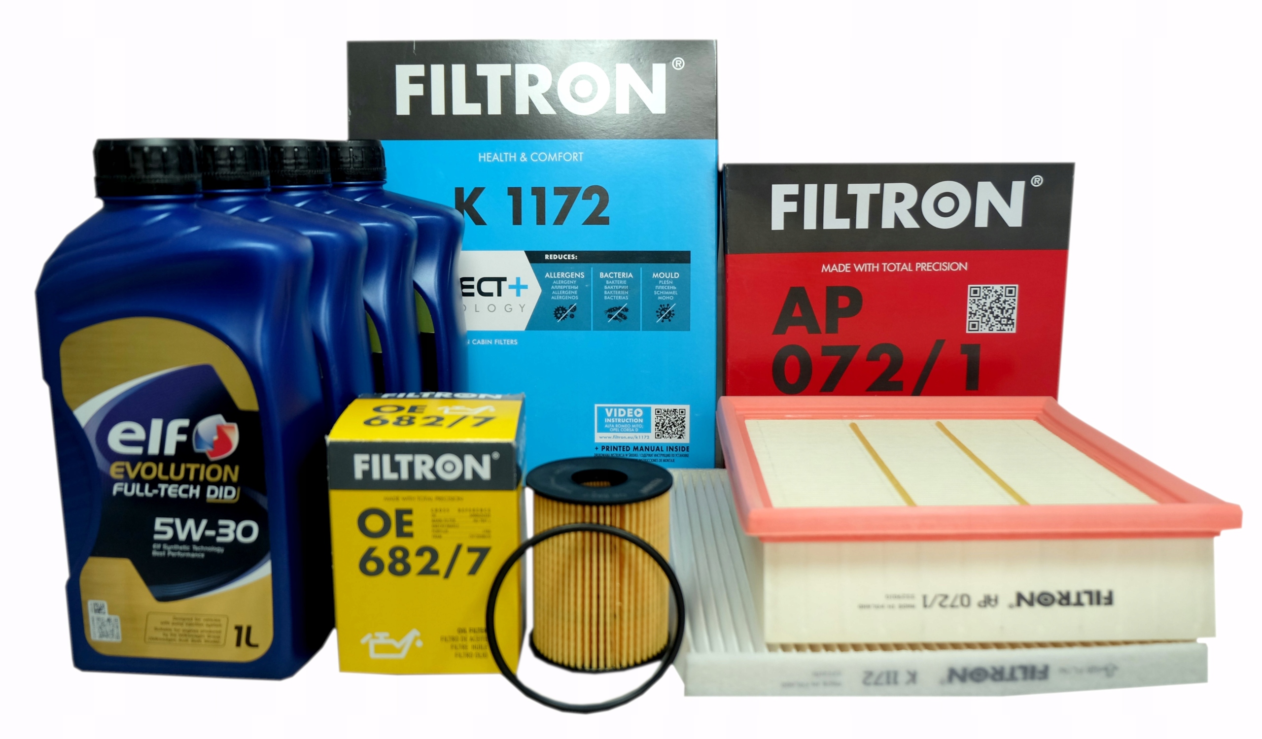 3x filter Filtron (oe 682/7) olej 5W30 Elf Opel Corsa E 1.3 75 95 Cdti 14-