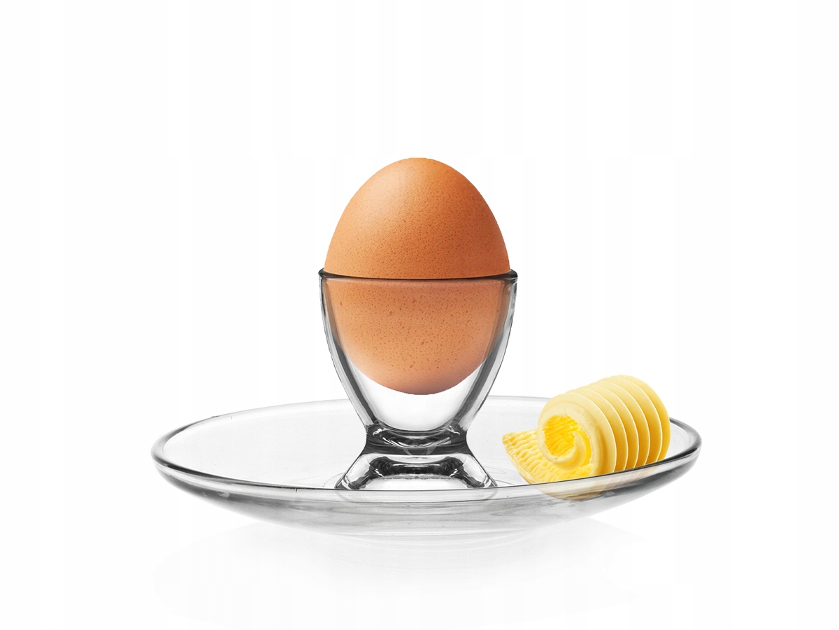 ZESTAW 6x PODSTAWKI KIELISZKI POD JAJKO + SPODKI Kolor przezroczysty