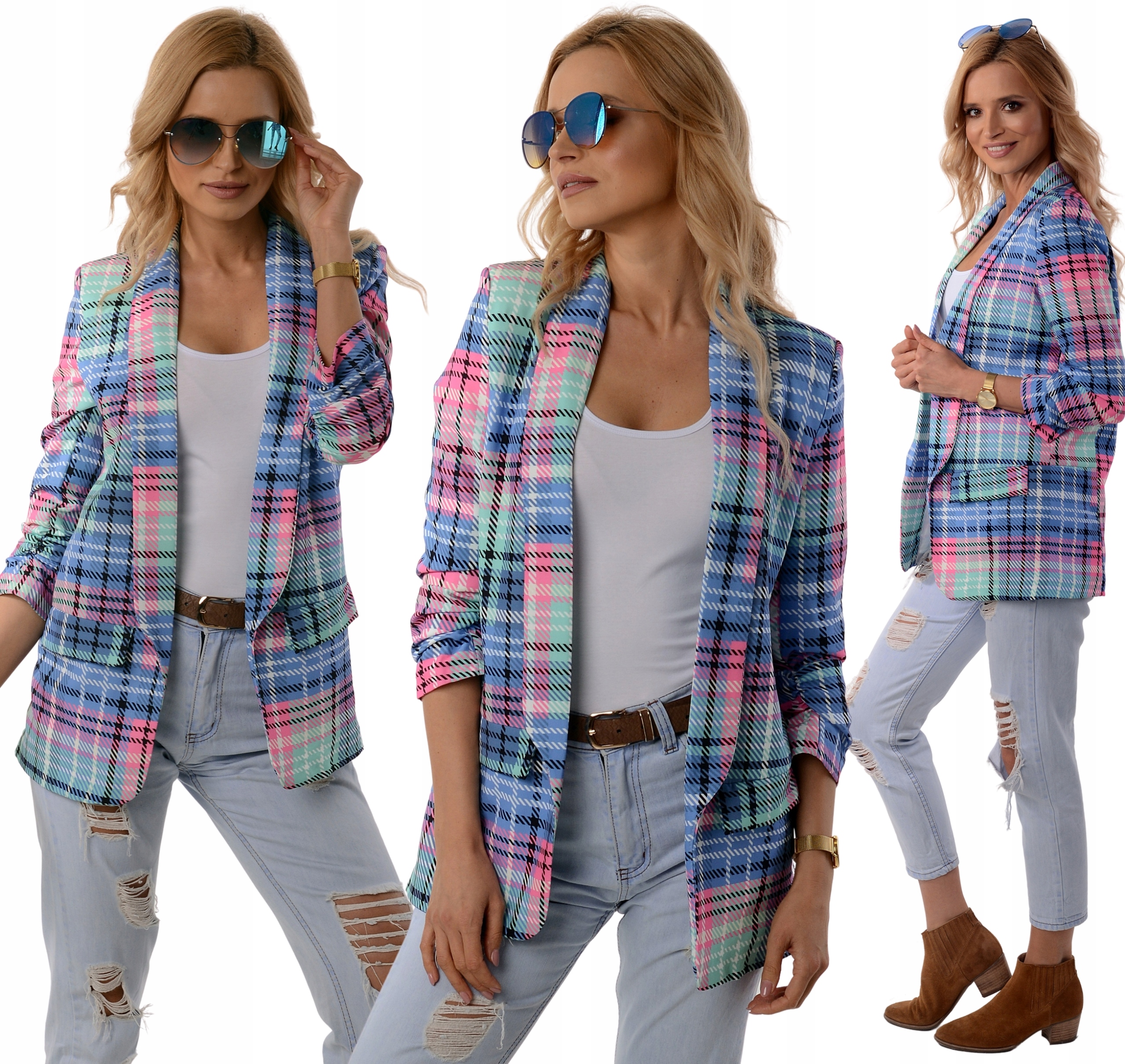 Żakiet MARYNARKA damska krata Big Size 4XL/48 Rozmiar 48