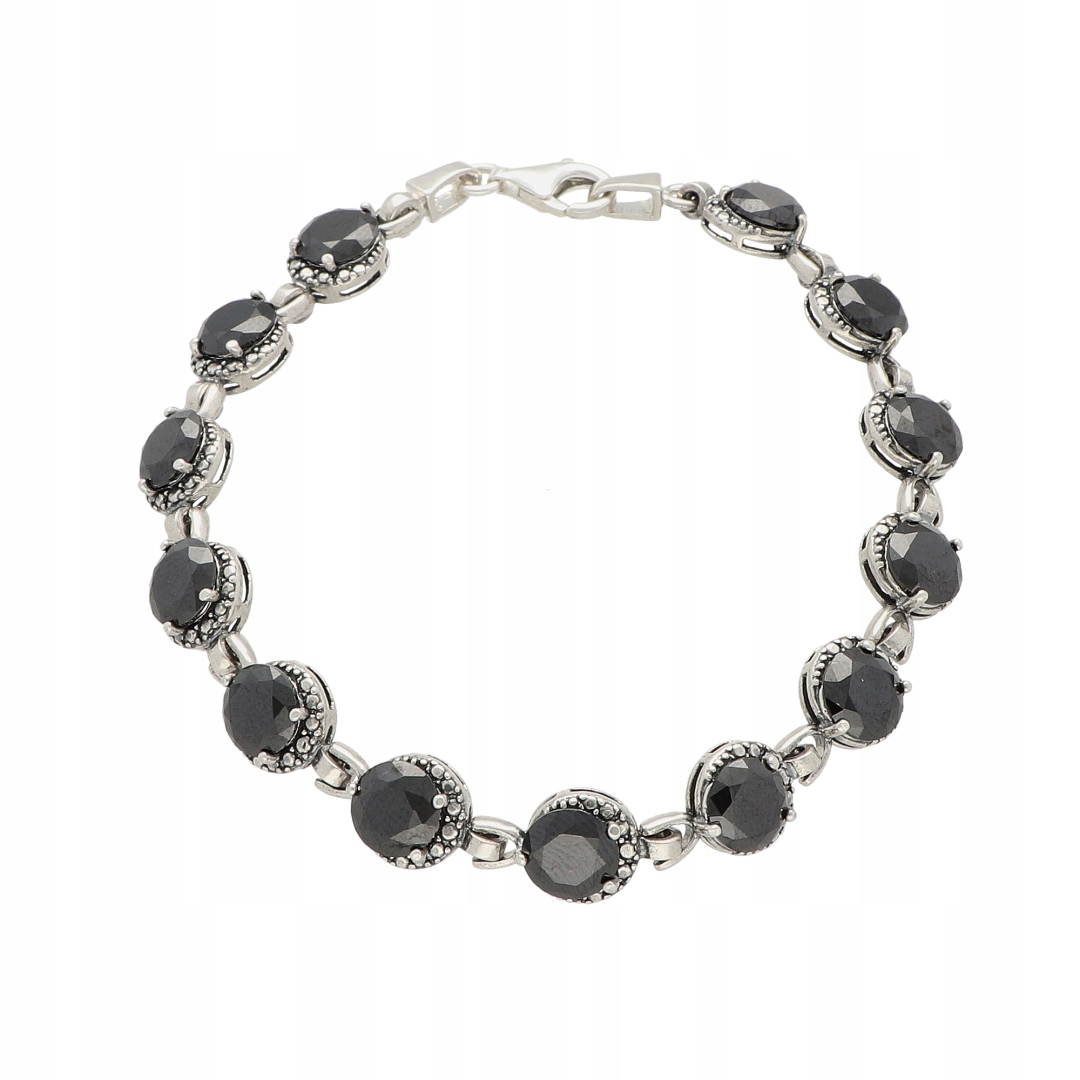 Kruhový náramek s černým zirkonem stříbro
