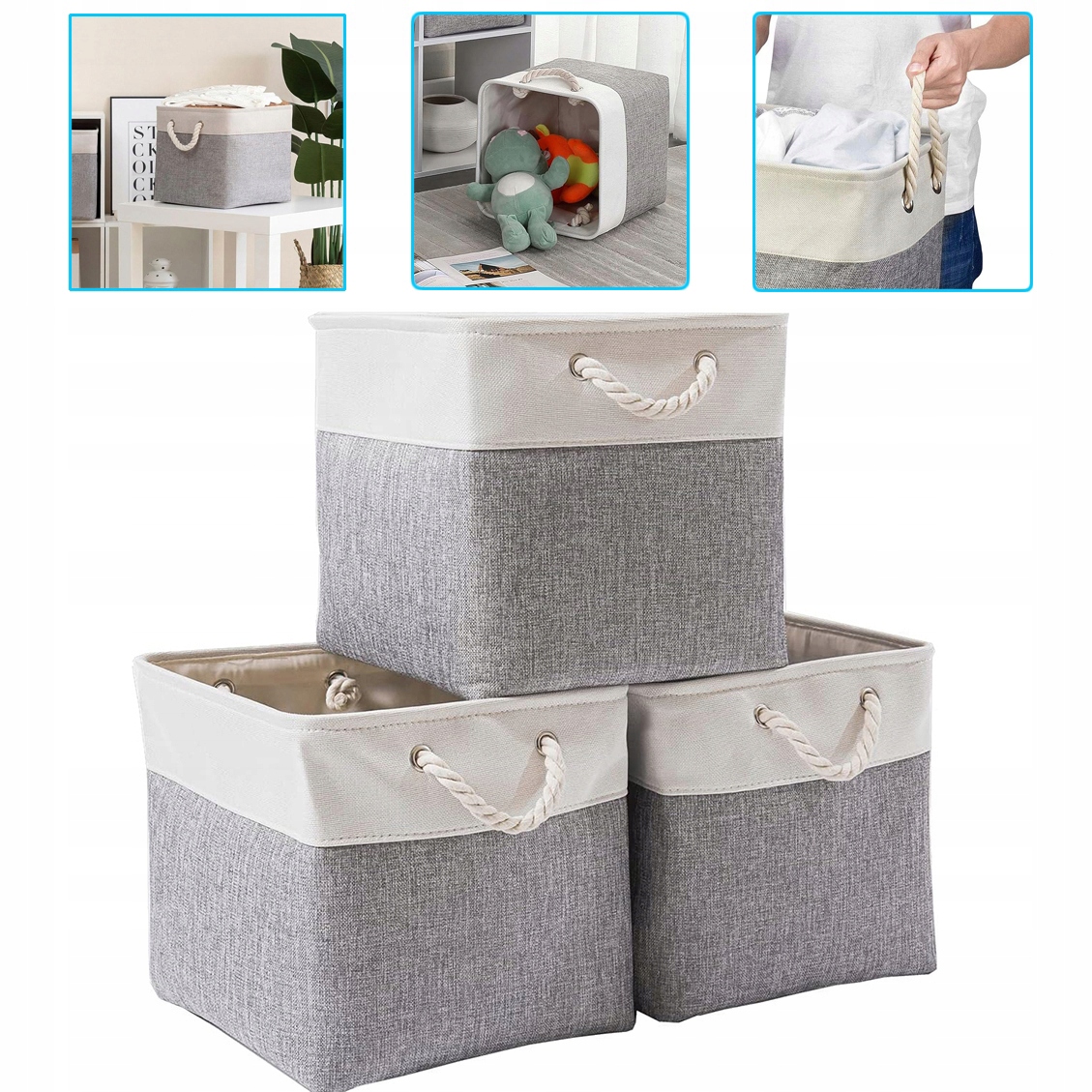 3ks Organizér Na Skladování Koš Kontejner na hračky kosmetika oblečení