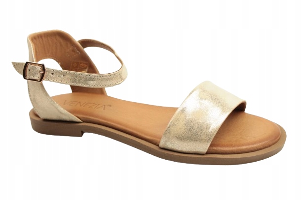 Sandály Venezia H020NUGOOBS045 38 Zlaté z nubuku s nastavitelným páskem