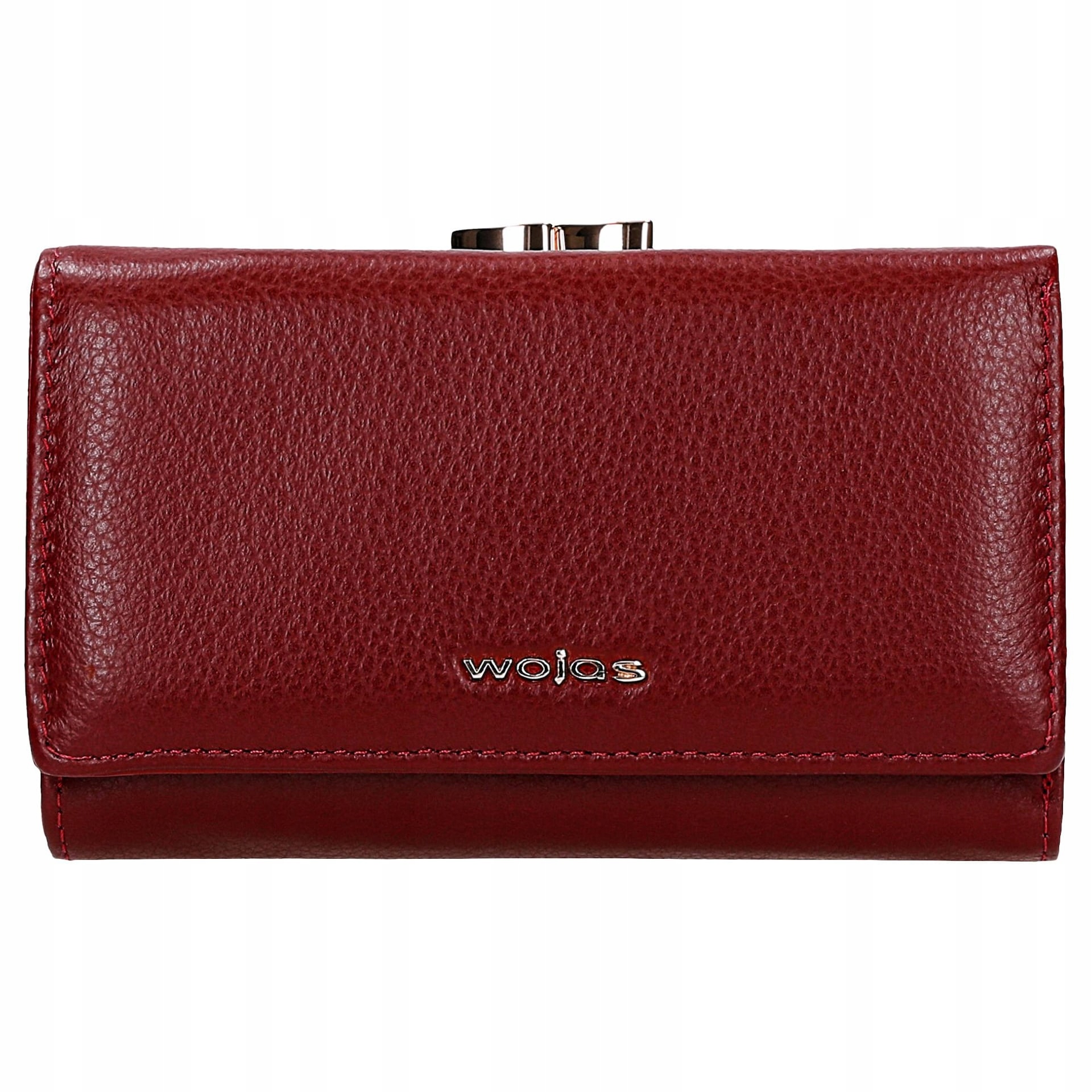 Czerwony skórzany portfel damski z zapięciem na zatrzask