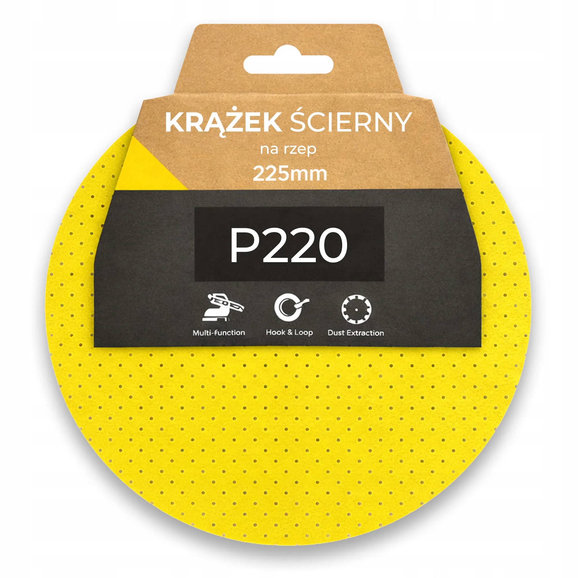 Papier Ścierny Krążek ścierny do żyrafy na rzep z flizeliną 225mm P220 Hgs