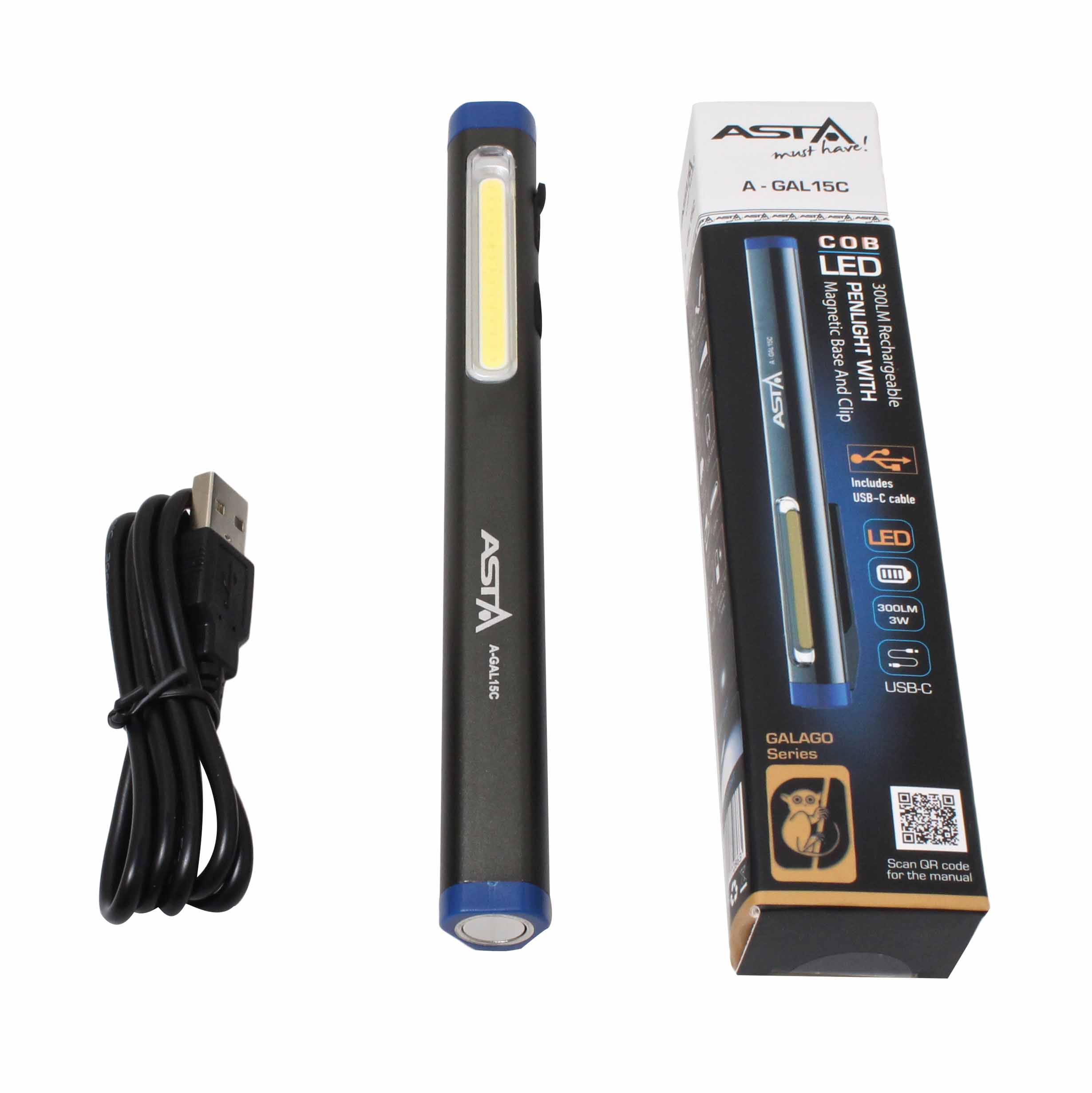 A-GAL15C LAMPA AKUMULATOROWA DŁUGOPISOWA LED COB 300LM ASTA