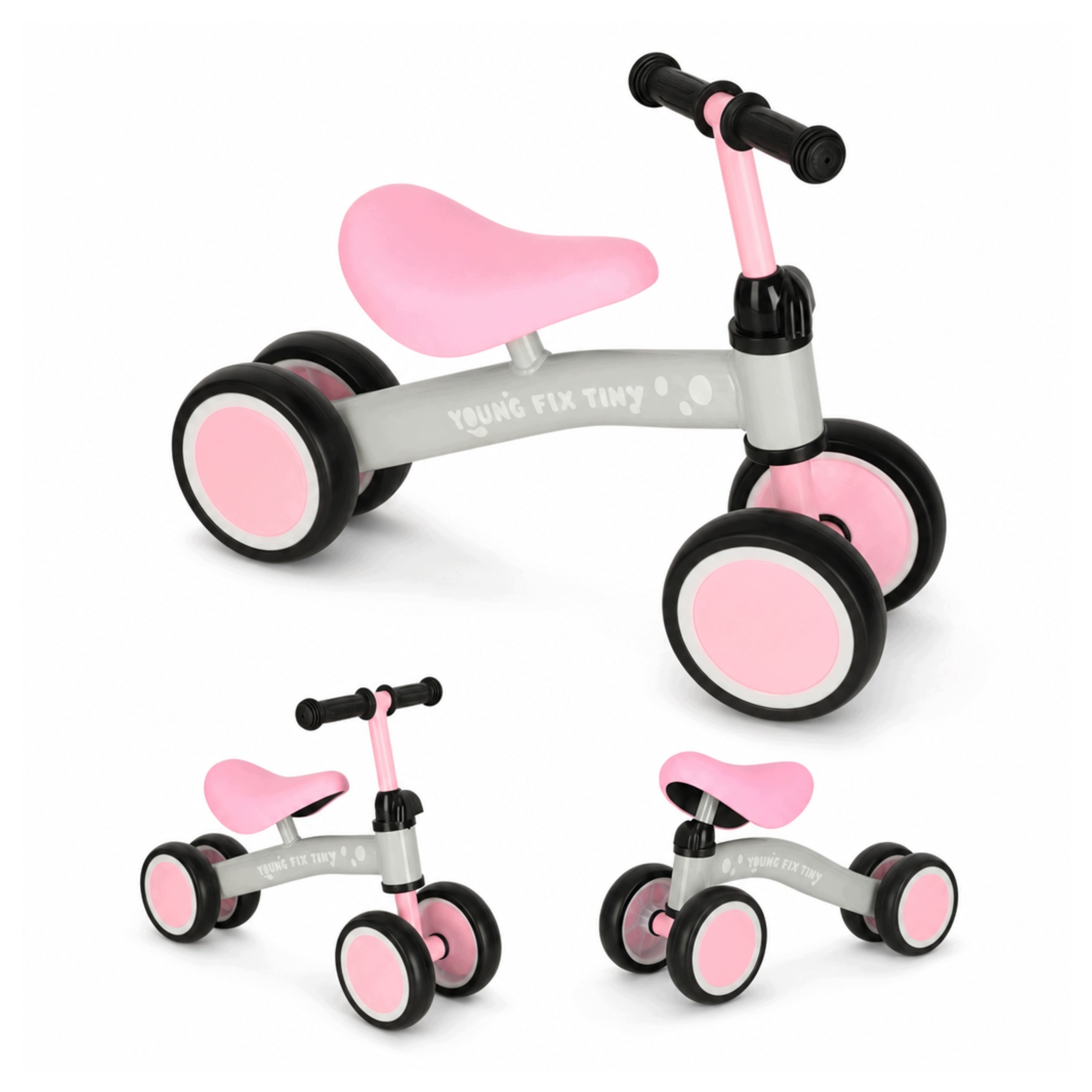 Trike Fix Tiny Różowy Rowerek Biegowy Czterokołowy Stabilny Dla Dzieci