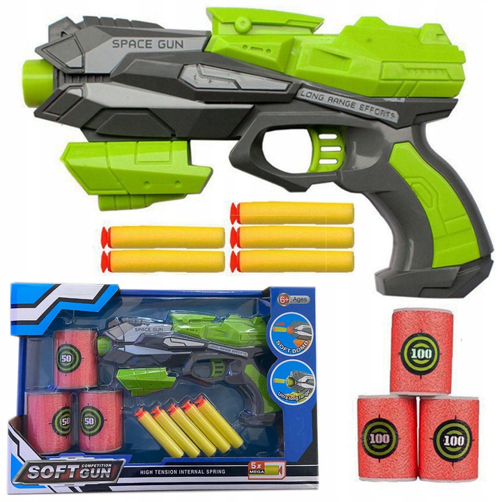 DUŻY PISTOLET NA STRZAŁKI PIANKOWE + AKCESORIA