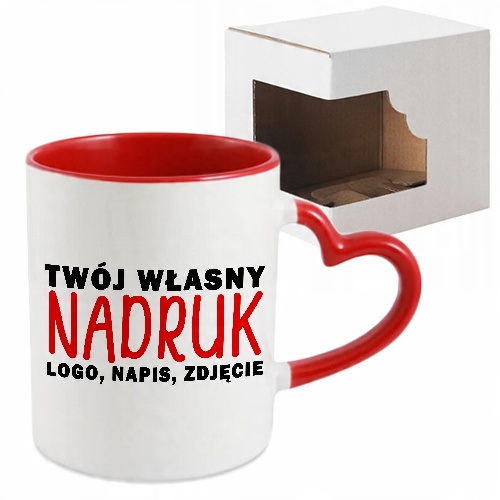 

Kubek Ucho Serce z Własnym Nadrukiem Zdjęcie Logo