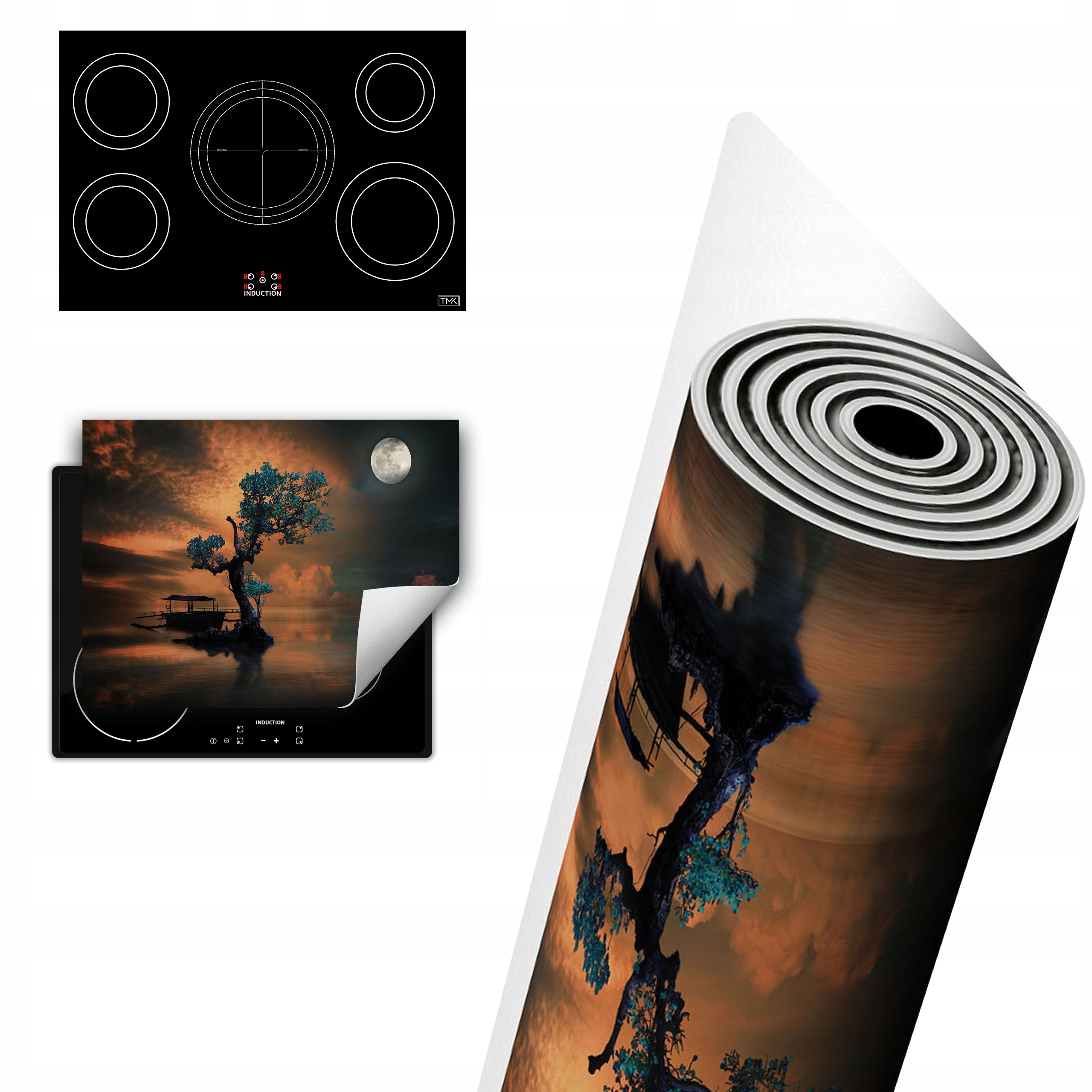 Vinylová Ochrana Na Indukci Deska 80x52 strom